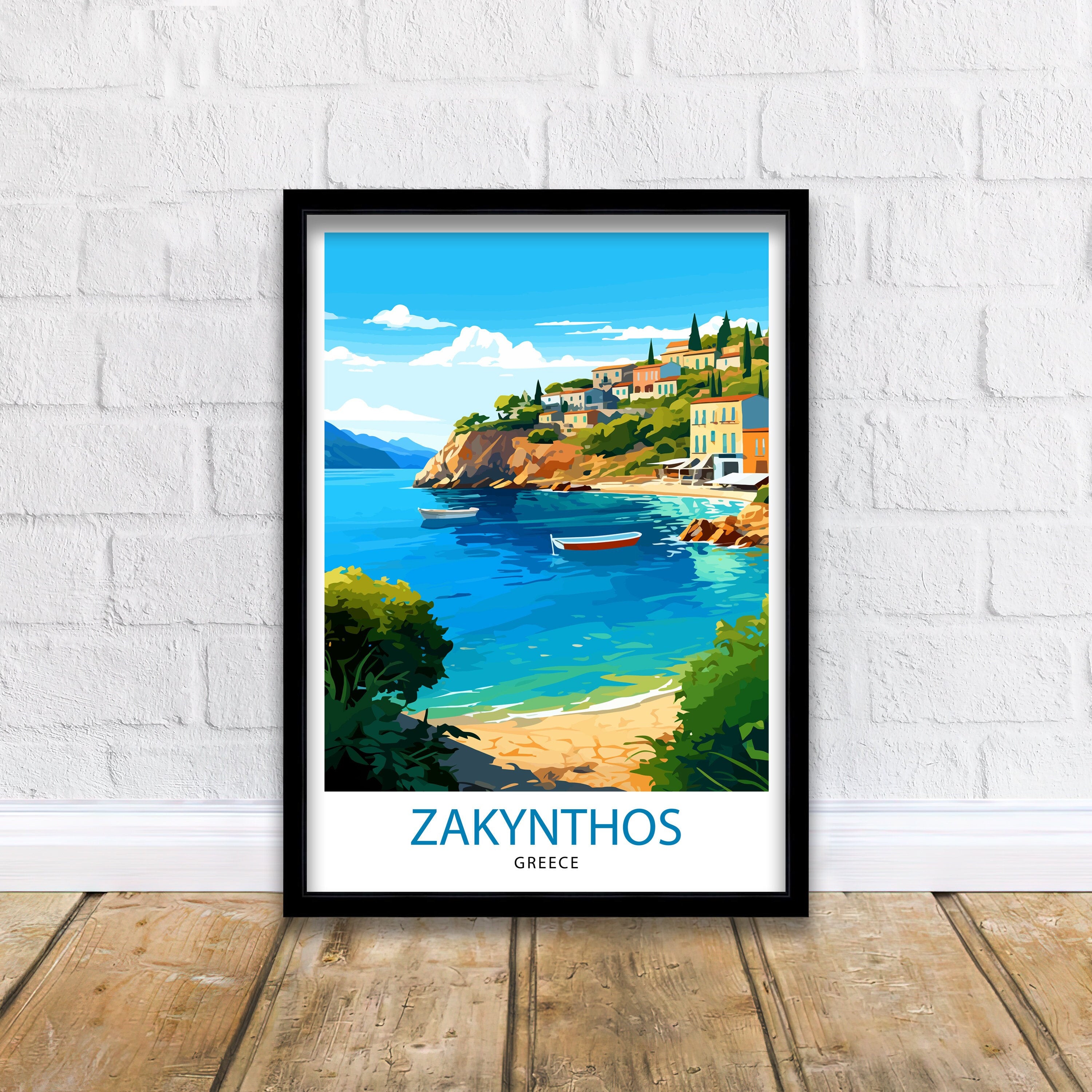 Zakynthos Greece Travel Print Zakynthos Wall Decor Greek Island Poster Zakynthos Travel Prints Zakynthos Art Print Zakynthos Illustration