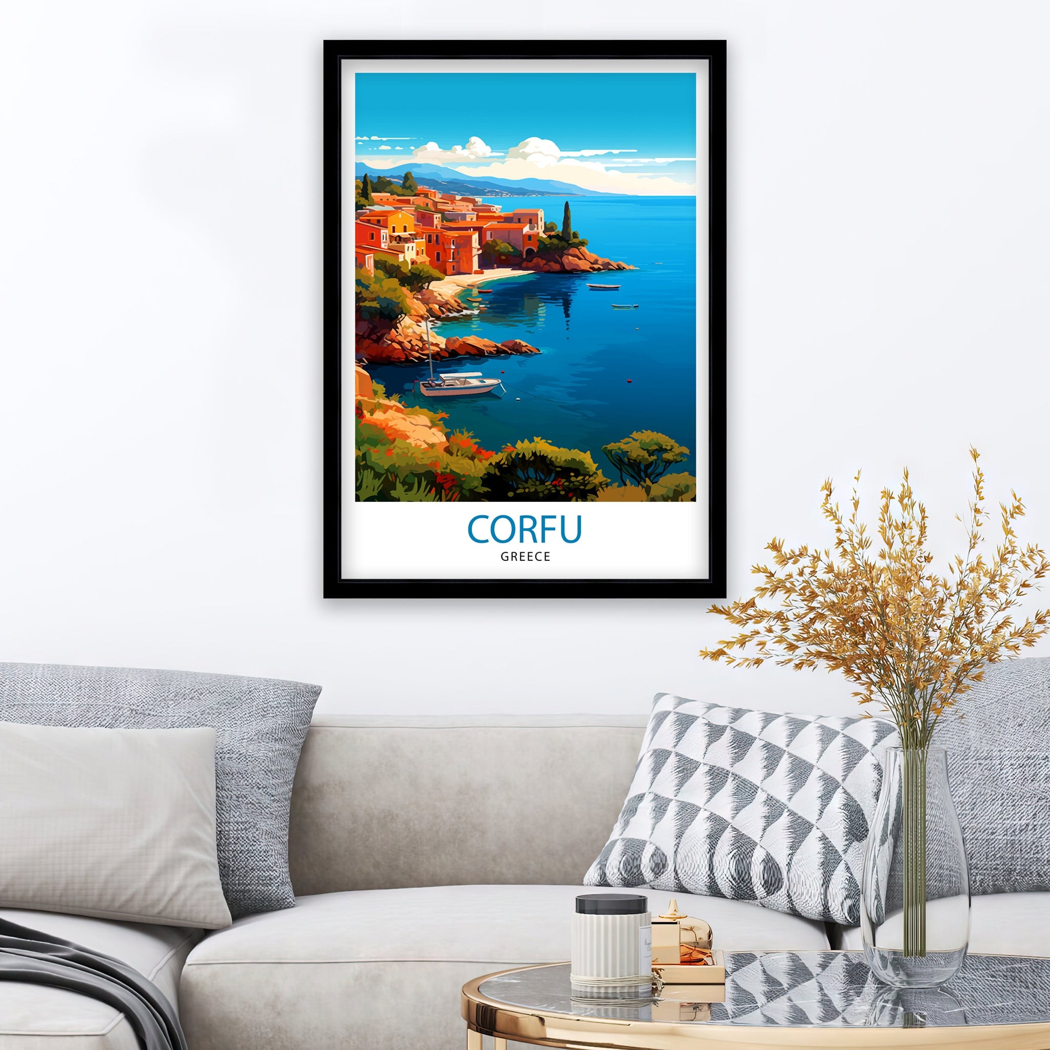 Corfu Greece Travel Print Corfu Island Wall Decor Greek Island Poster Corfu Travel Prints Mediterranean Art Print Corfu Illustration Greece
