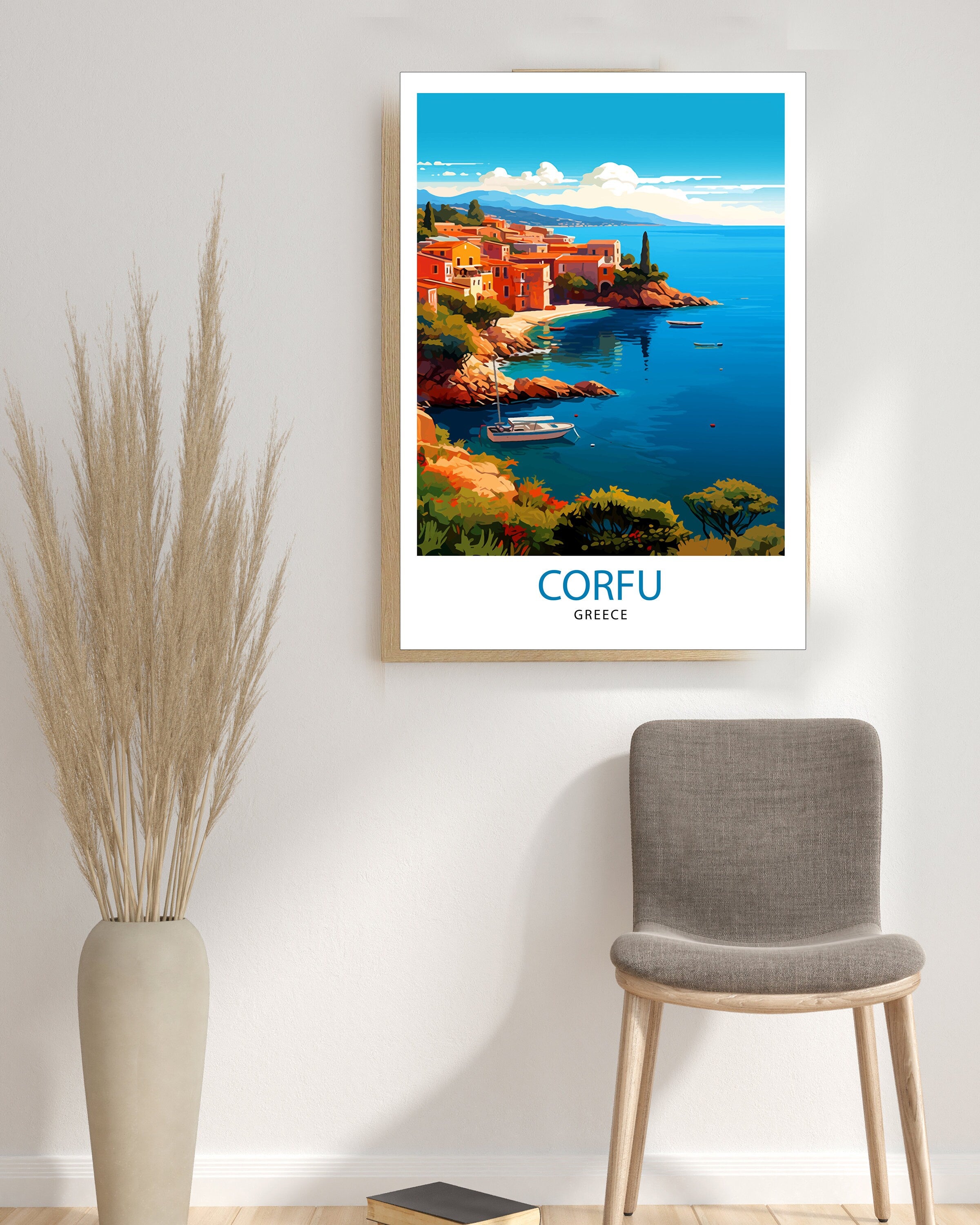 Corfu Greece Travel Print Corfu Island Wall Decor Greek Island Poster Corfu Travel Prints Mediterranean Art Print Corfu Illustration Greece