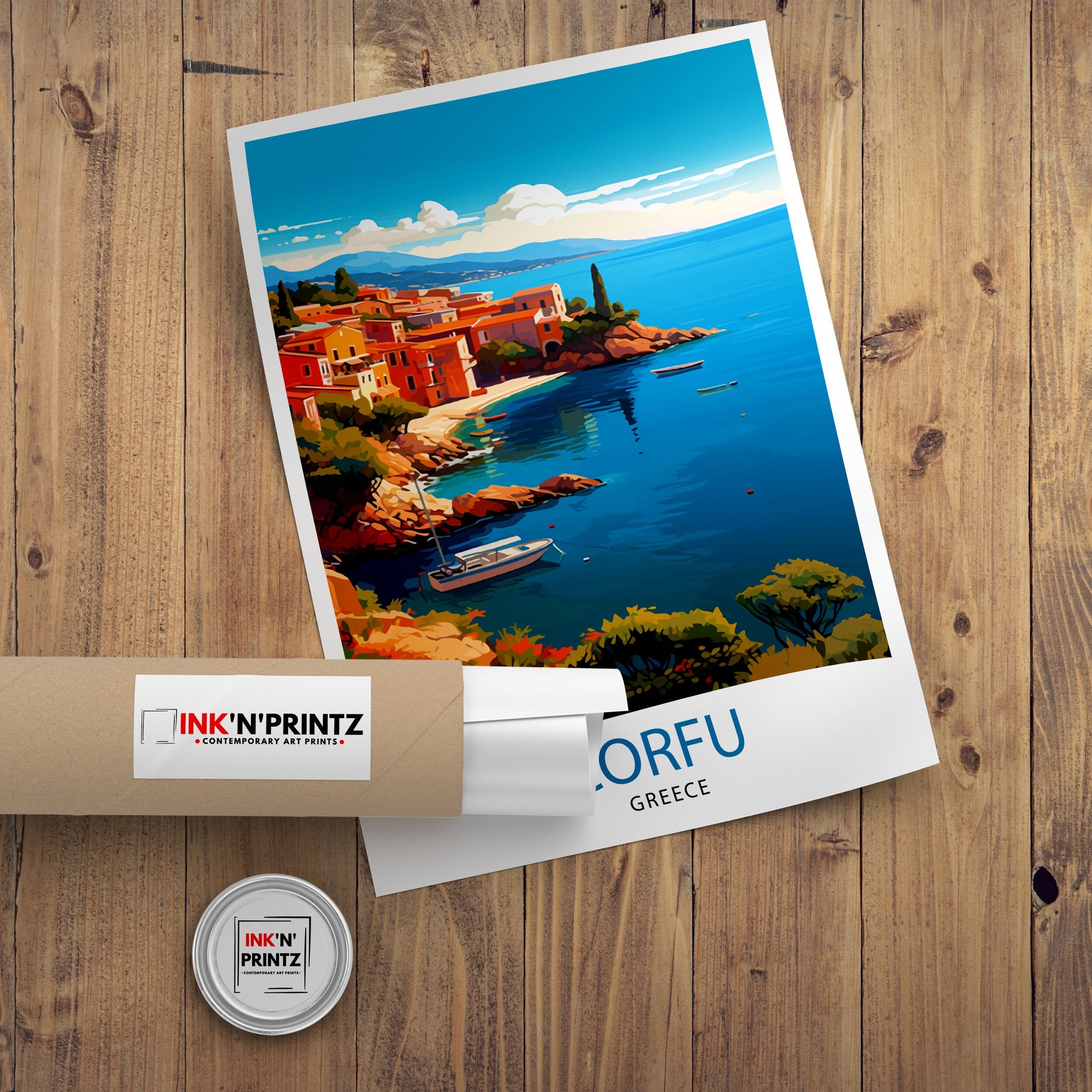 Corfu Greece Travel Print Corfu Island Wall Decor Greek Island Poster Corfu Travel Prints Mediterranean Art Print Corfu Illustration Greece