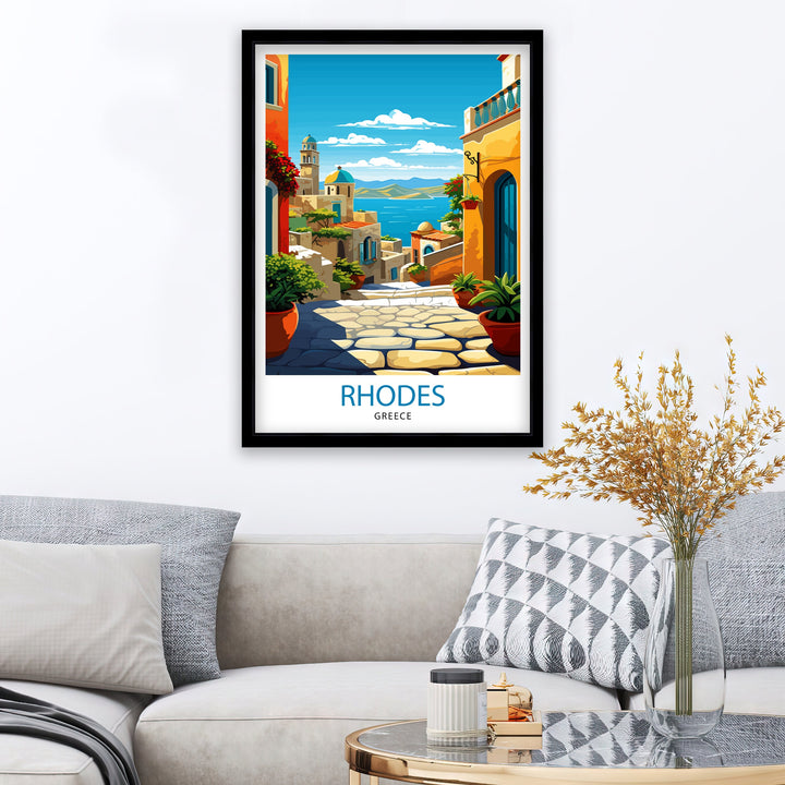 Rhodes Greece Travel Poster Rhodes