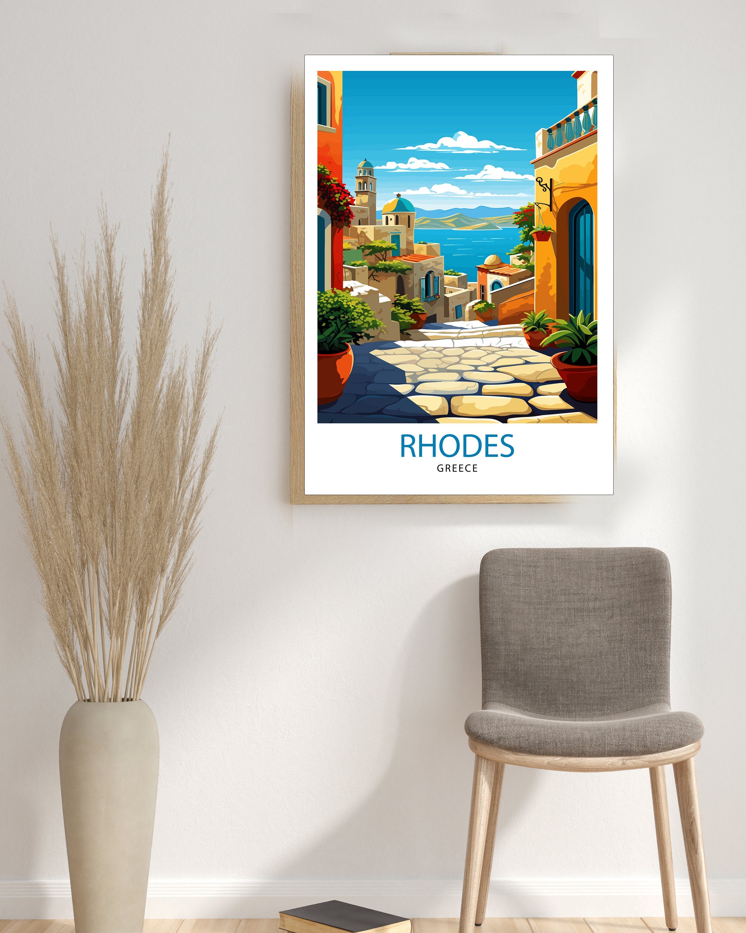 Rhodes Greece Travel Print Rhodes Wall Decor Greek Island Poster Rhodes Travel Prints Rhodes Illustration Greece Wall Art - Rhodes Island