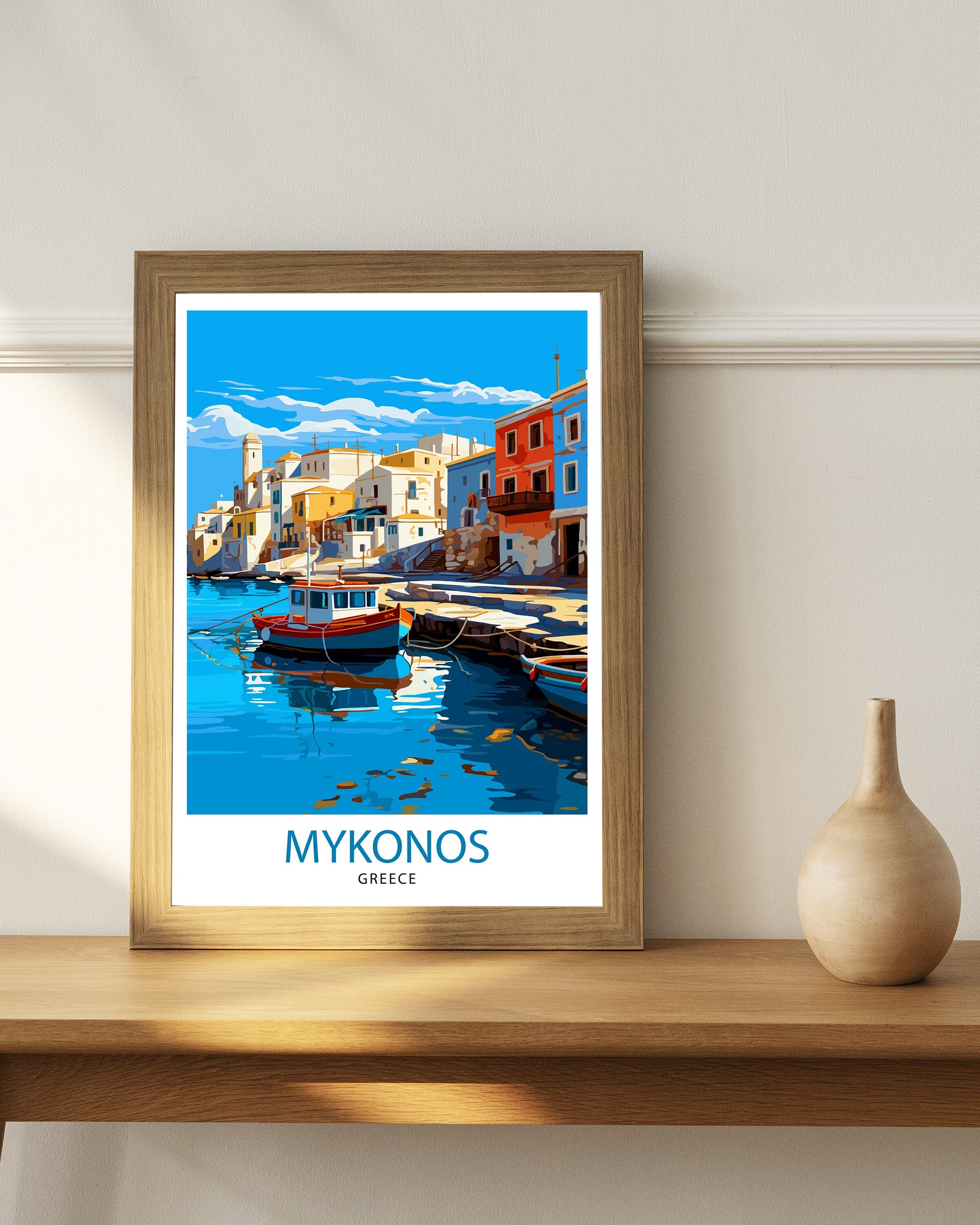 Mykonos Greece Travel Print Mykonos Wall Decor Mykonos Island Poster Greece Travel Prints Mykonos Art Print Mykonos Illustration