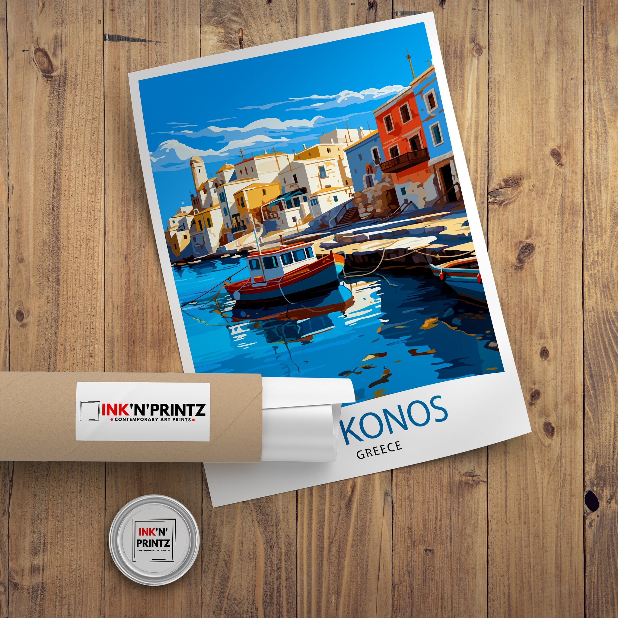 Mykonos Greece Travel Print Mykonos Wall Decor Mykonos Island Poster Greece Travel Prints Mykonos Art Print Mykonos Illustration