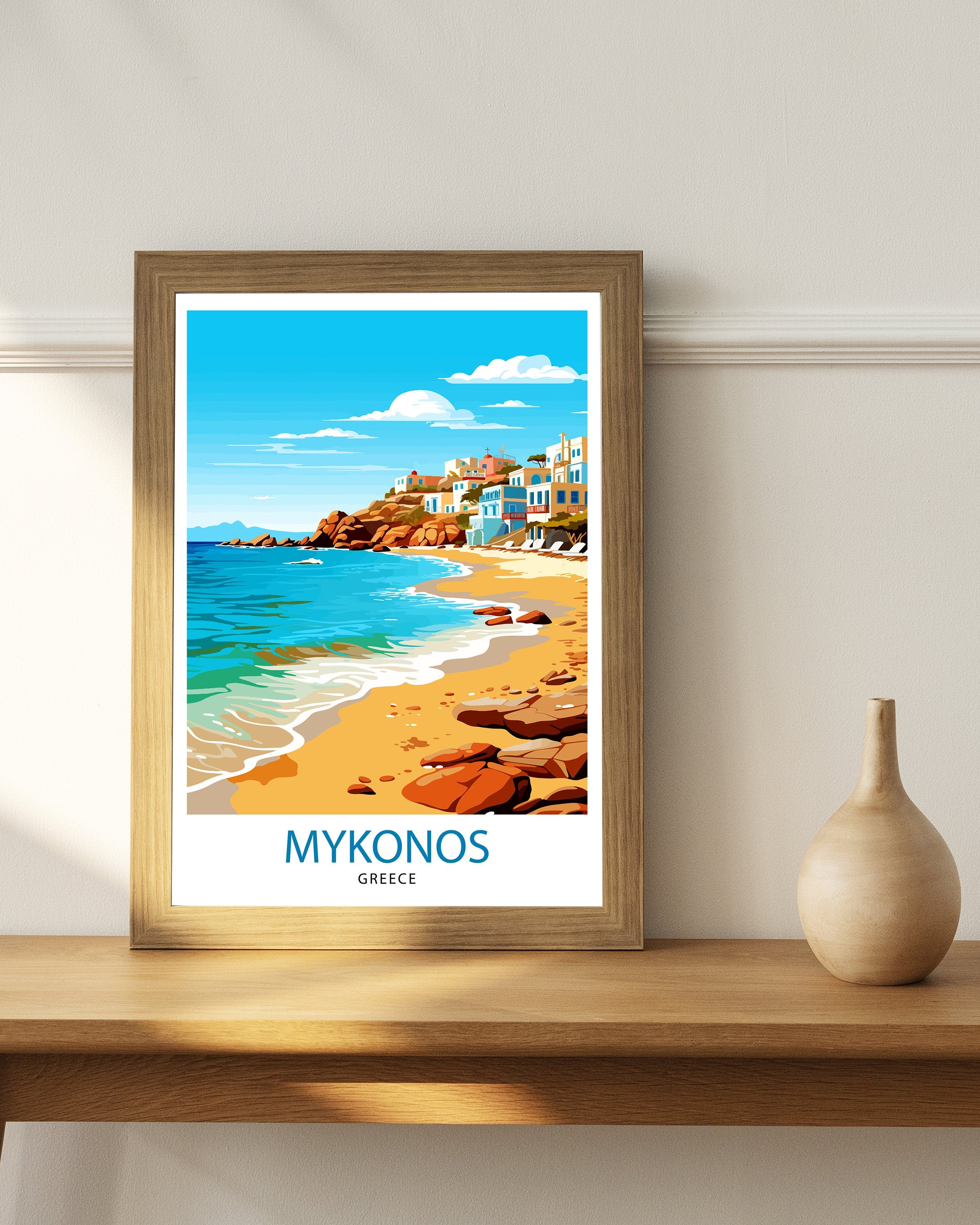 Mykonos Greece Travel Print Mykonos Wall Decor Mykonos Island Poster Greece Travel Prints Mykonos Art Print Mykonos Illustration