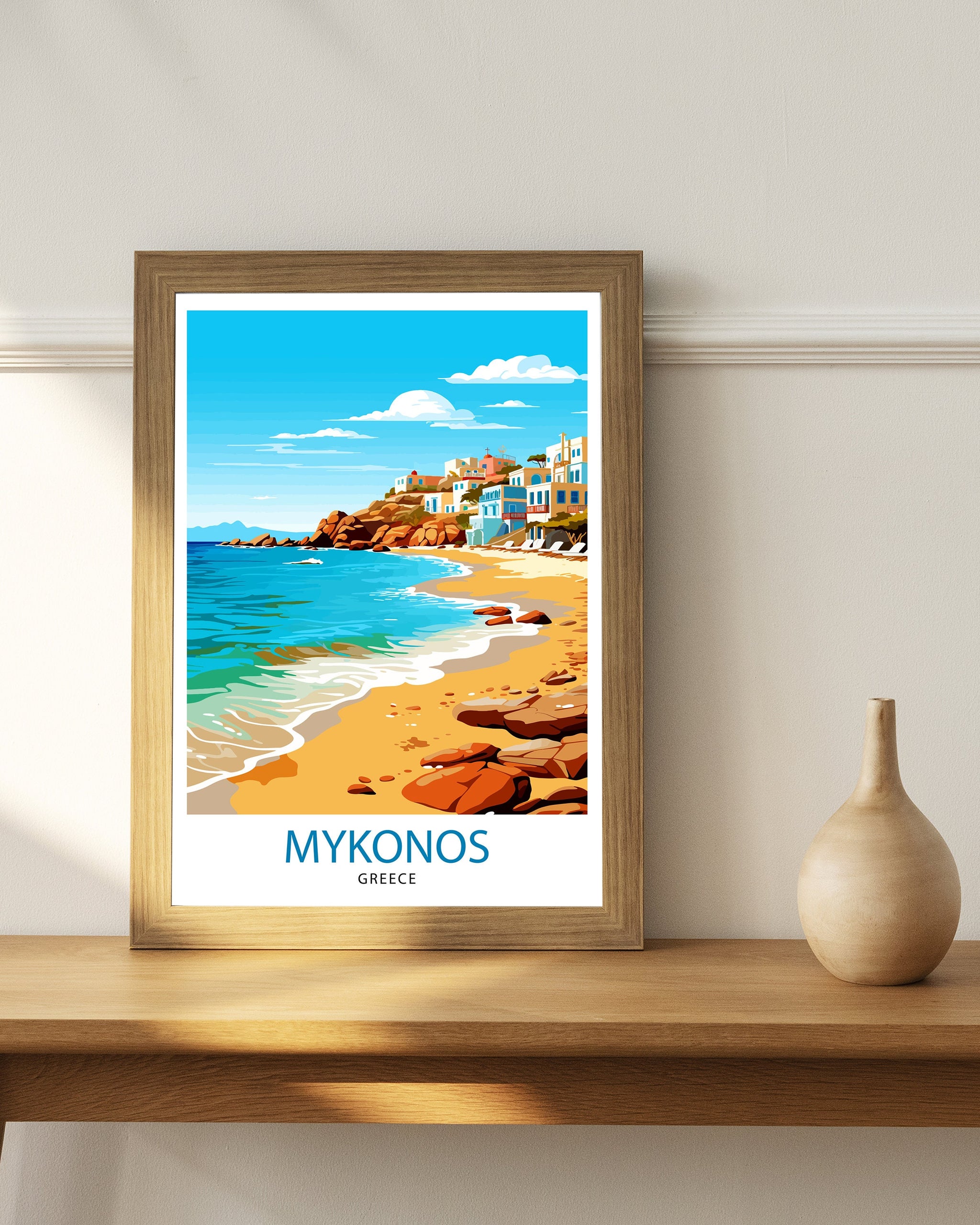 Mykonos Greece Travel Print Mykonos Wall Decor Mykonos Island Poster Greece Travel Prints Mykonos Art Print Mykonos Illustration