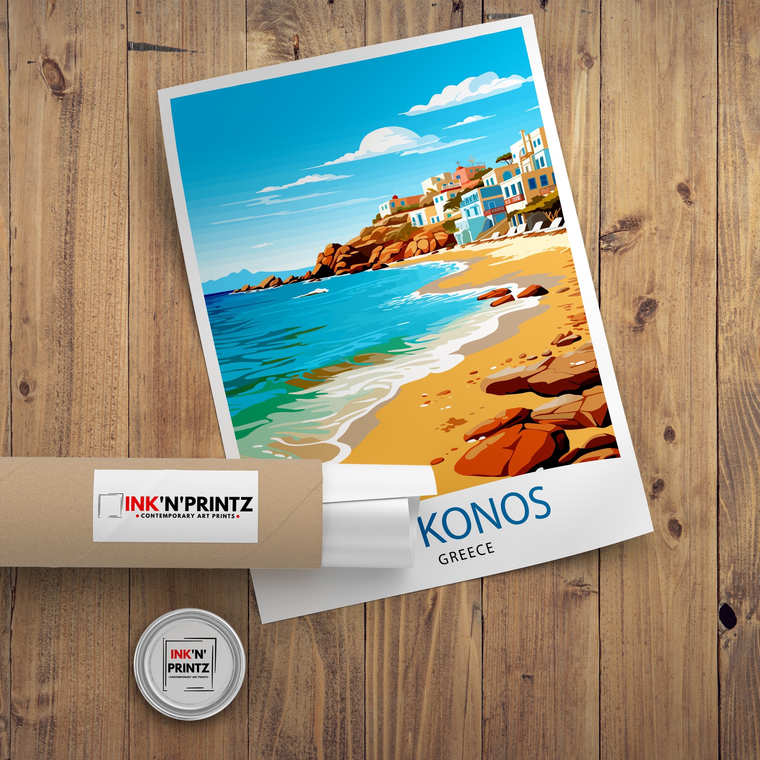 Mykonos Greece Travel Print Mykonos Wall Decor Mykonos Island Poster Greece Travel Prints Mykonos Art Print Mykonos Illustration