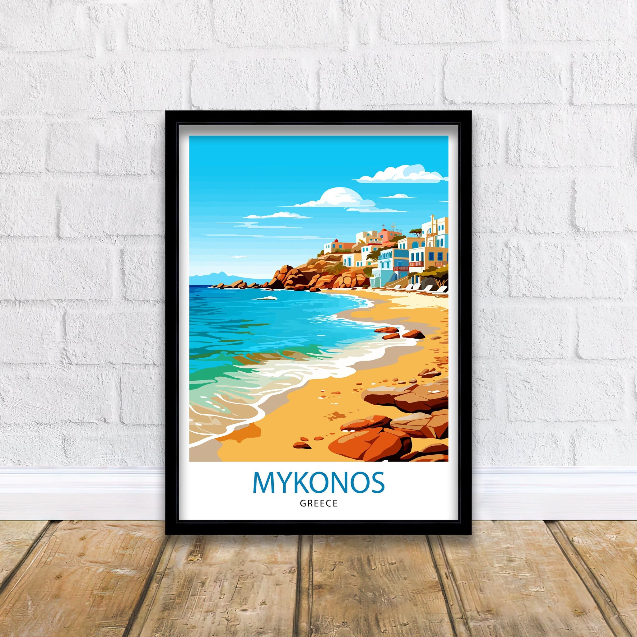 Mykonos Greece Travel Print Mykonos Wall Decor Mykonos Island Poster Greece Travel Prints Mykonos Art Print Mykonos Illustration