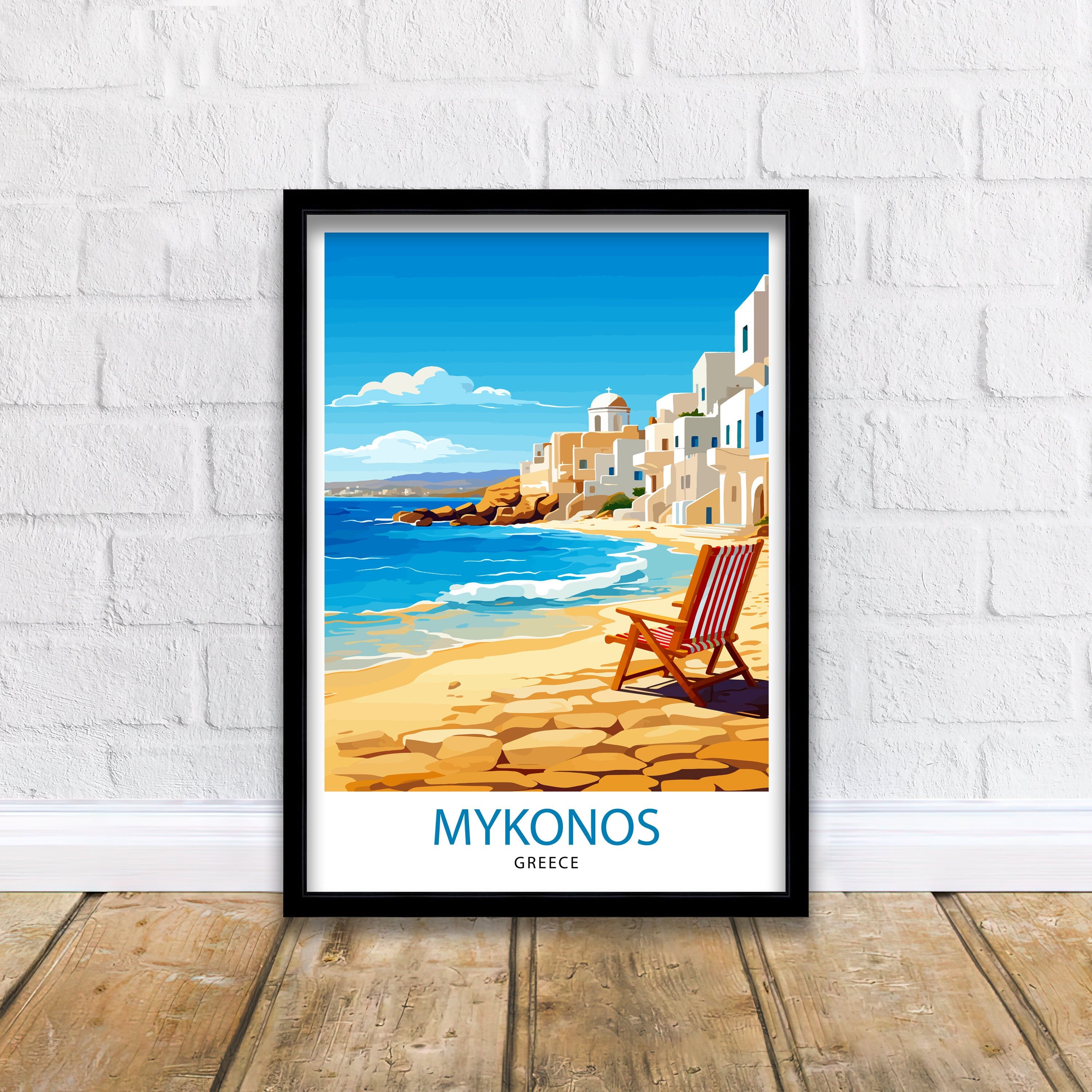 Mykonos Greece Travel Print Mykonos Wall Decor Mykonos Island Poster Greece Travel Prints Mykonos Art Print Mykonos Illustration