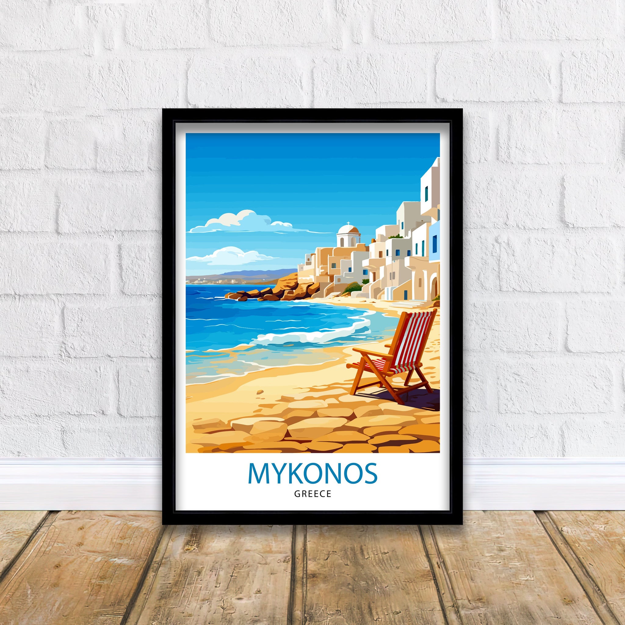 Mykonos Greece Travel Print Mykonos Wall Decor Mykonos Island Poster Greece Travel Prints Mykonos Art Print Mykonos Illustration