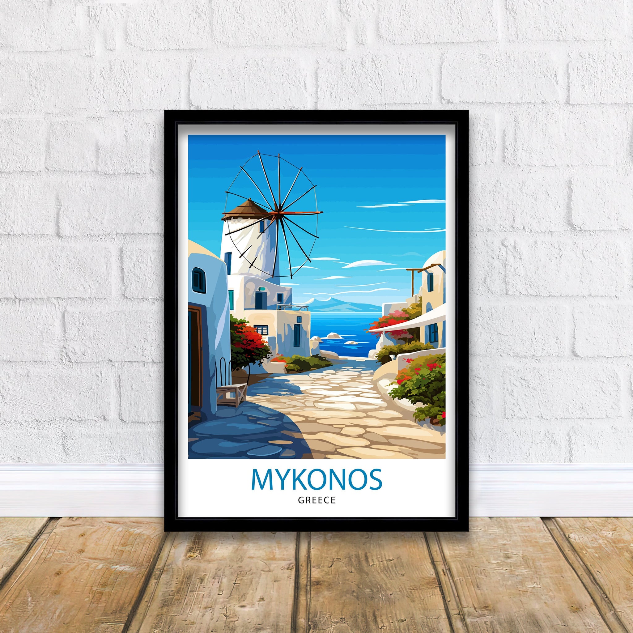Mykonos Greece Travel Print Mykonos Wall Decor Mykonos Island Poster Greece Travel Prints Mykonos Art Print Mykonos Illustration