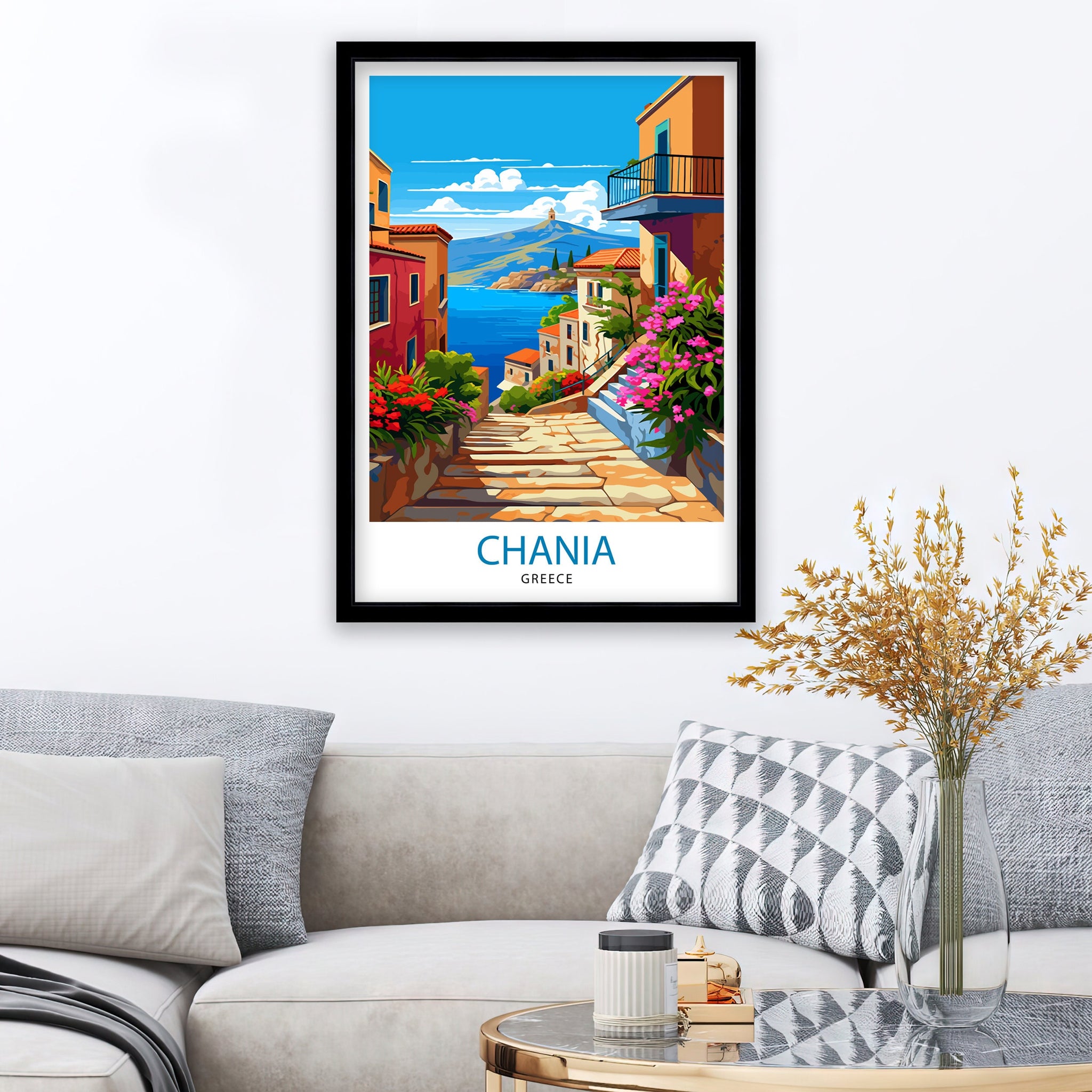 Chania Greece Travel Print Chania Wall Decor Chania Poster Greece Travel Prints Chania Art Print Chania Illustration Chania Wall Art