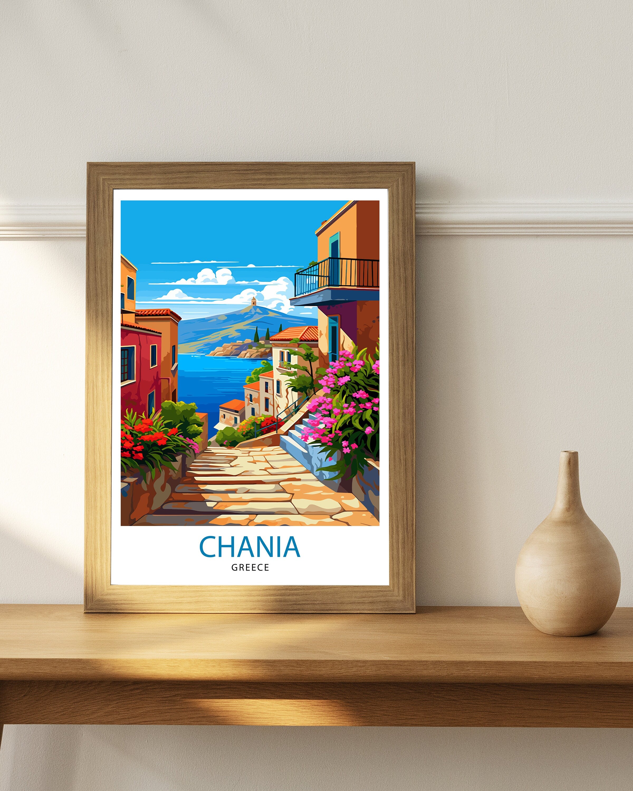 Chania Greece Travel Print Chania Wall Decor Chania Poster Greece Travel Prints Chania Art Print Chania Illustration Chania Wall Art