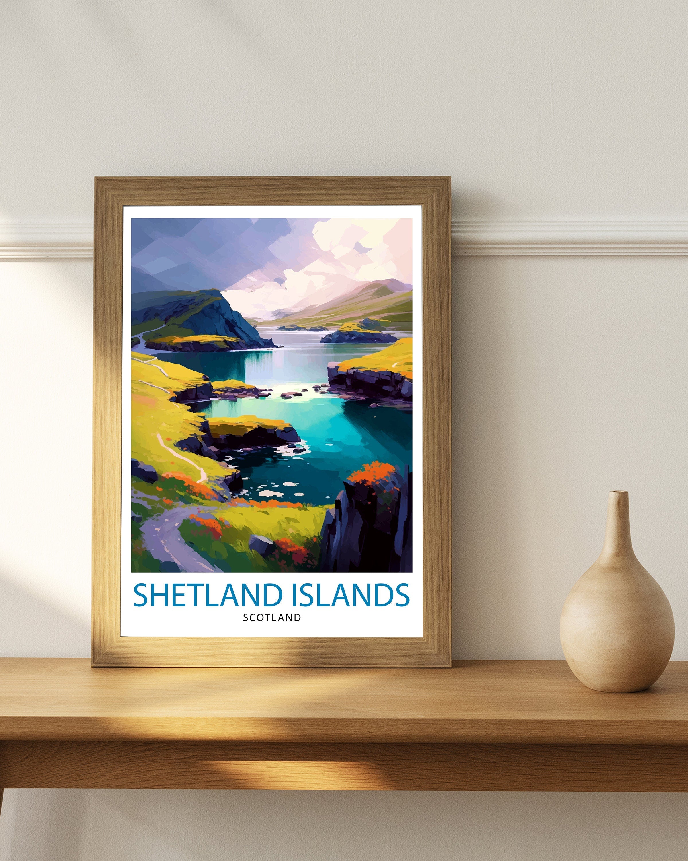 Shetland Islands Travel Print Shetland Wall Decor Shetland Poster Scotland Travel Prints Shetland Art Print Shetland Illustration Shetland