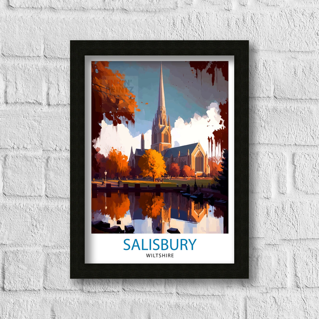 Salisbury Wiltshire Travel Poster Salisbury