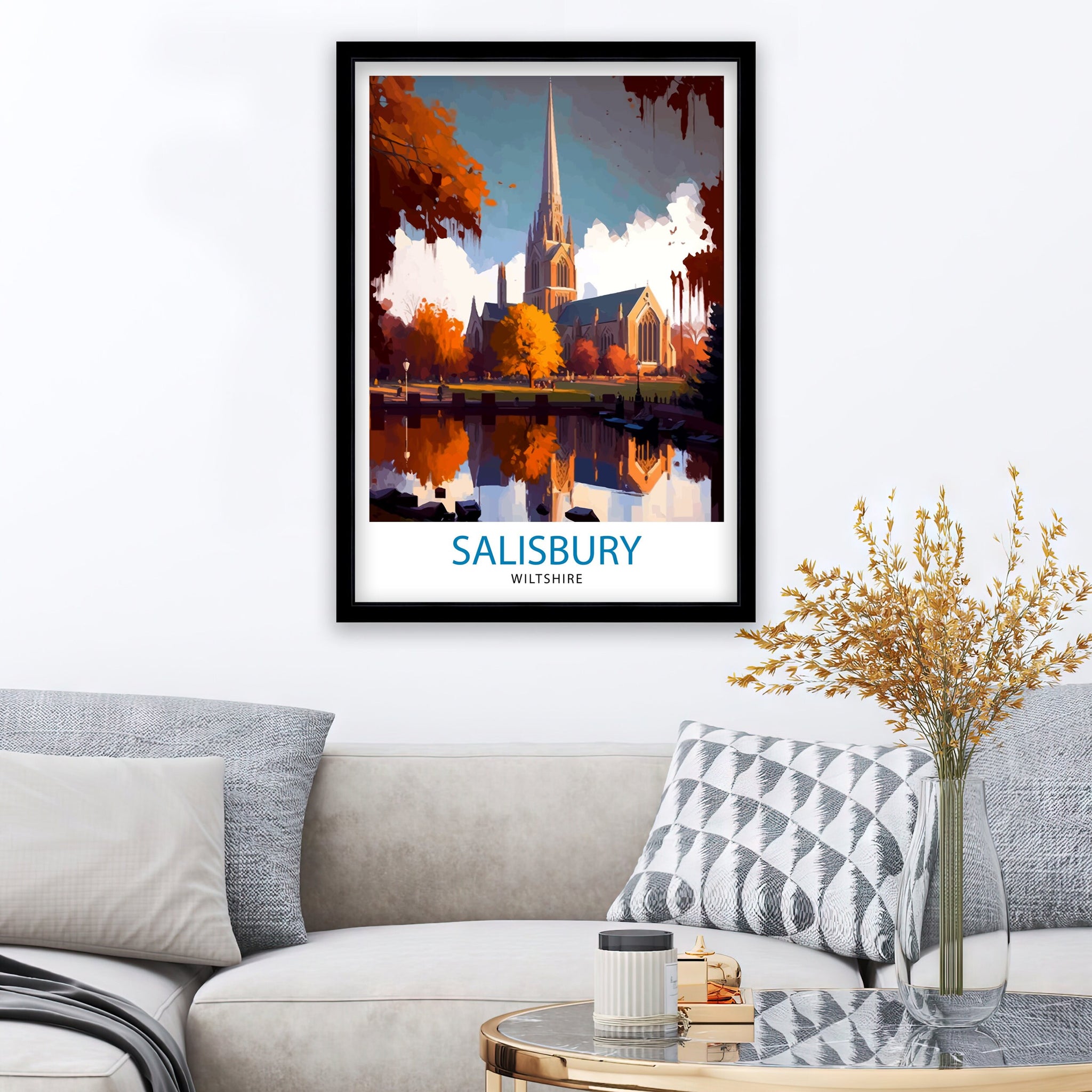 Salisbury Wiltshire Travel Print Salisbury Wall Decor Salisbury Poster Wiltshire Travel Prints Salisbury Art Print Salisbury Illustration