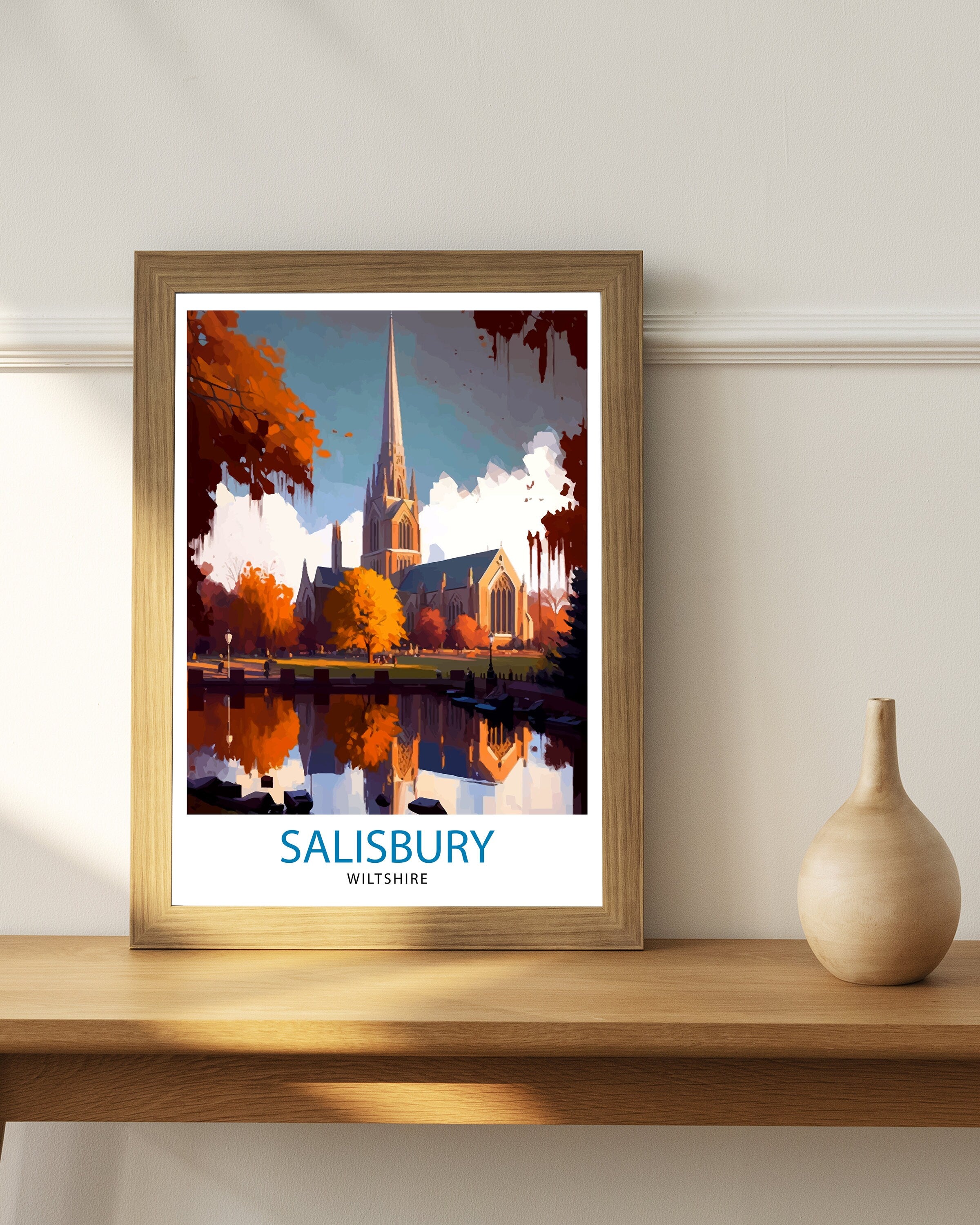 Salisbury Wiltshire Travel Print Salisbury Wall Decor Salisbury Poster Wiltshire Travel Prints Salisbury Art Print Salisbury Illustration