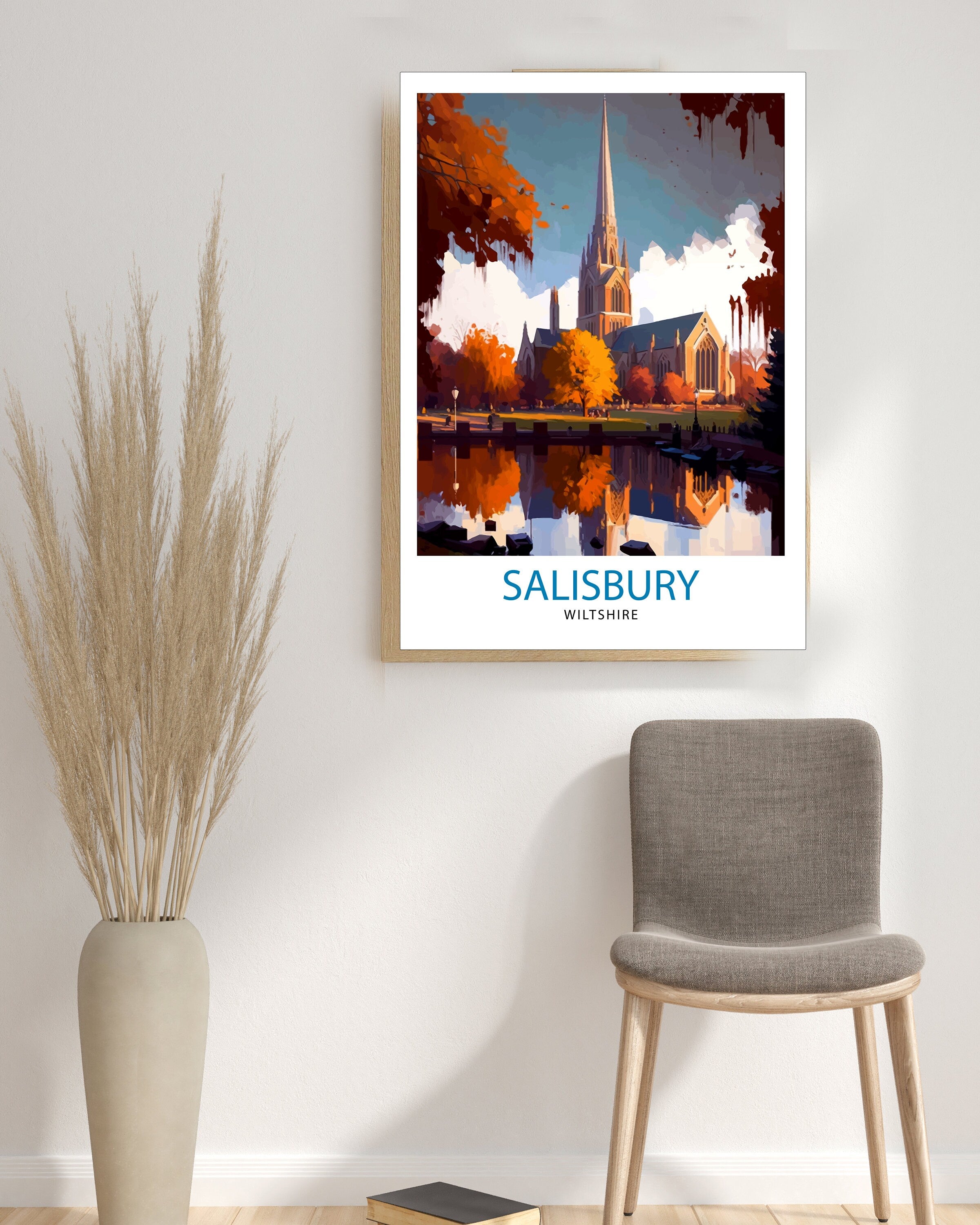 Salisbury Wiltshire Travel Print Salisbury Wall Decor Salisbury Poster Wiltshire Travel Prints Salisbury Art Print Salisbury Illustration
