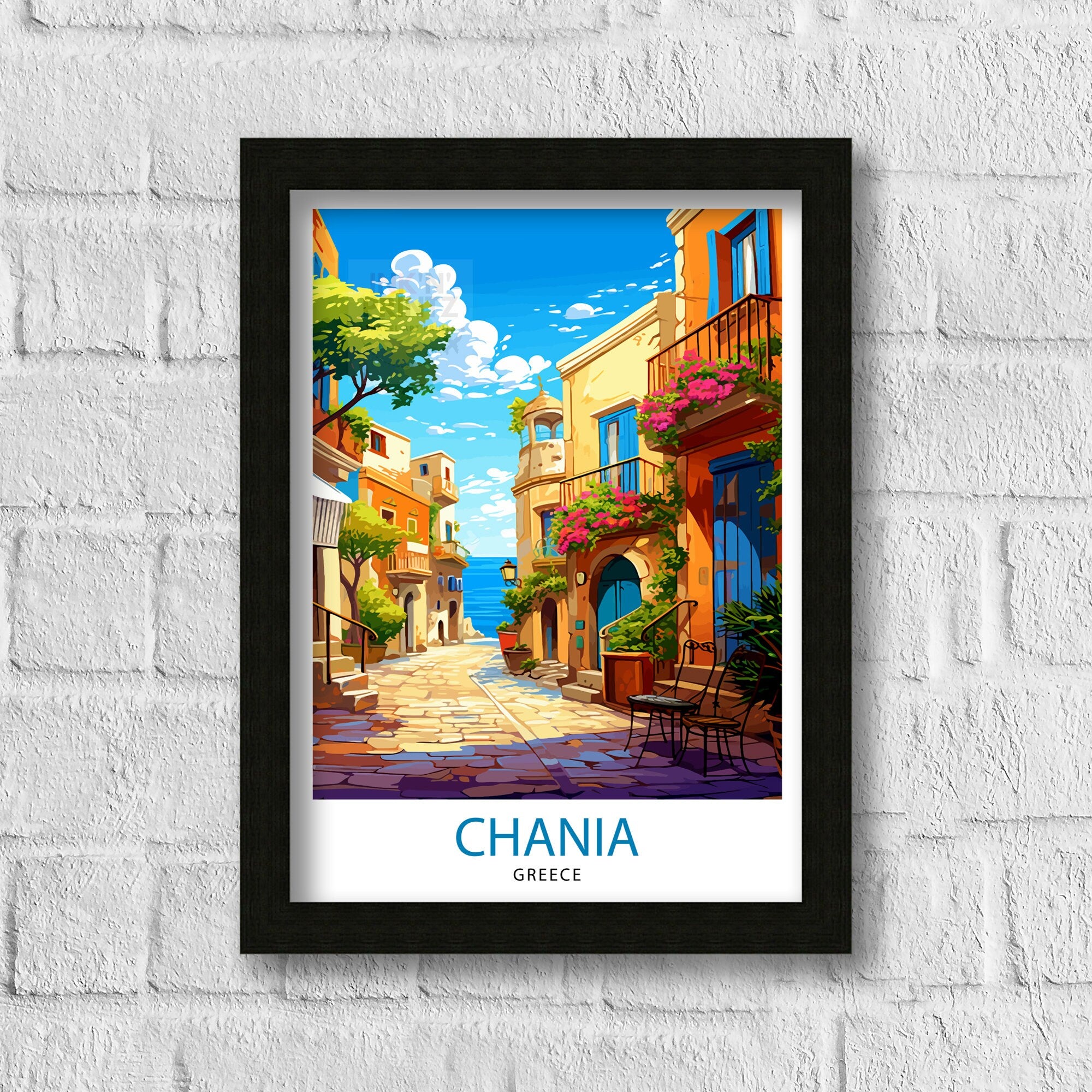 Chania Greece Travel Print Chania Wall Decor Chania Poster Greece Travel Prints Chania Art Print Chania Illustration Chania Wall Art