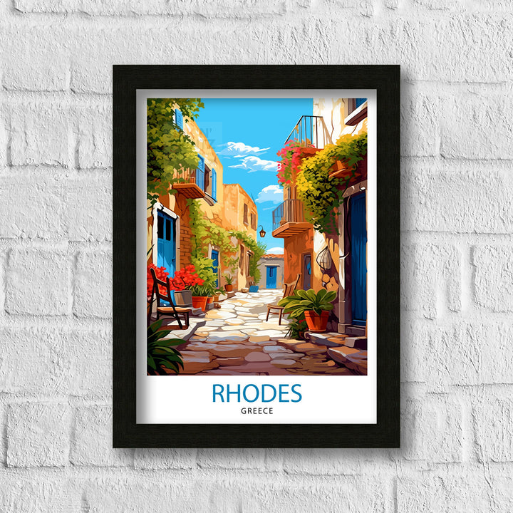 Rhodes Greece Travel Poster Rhodes Island