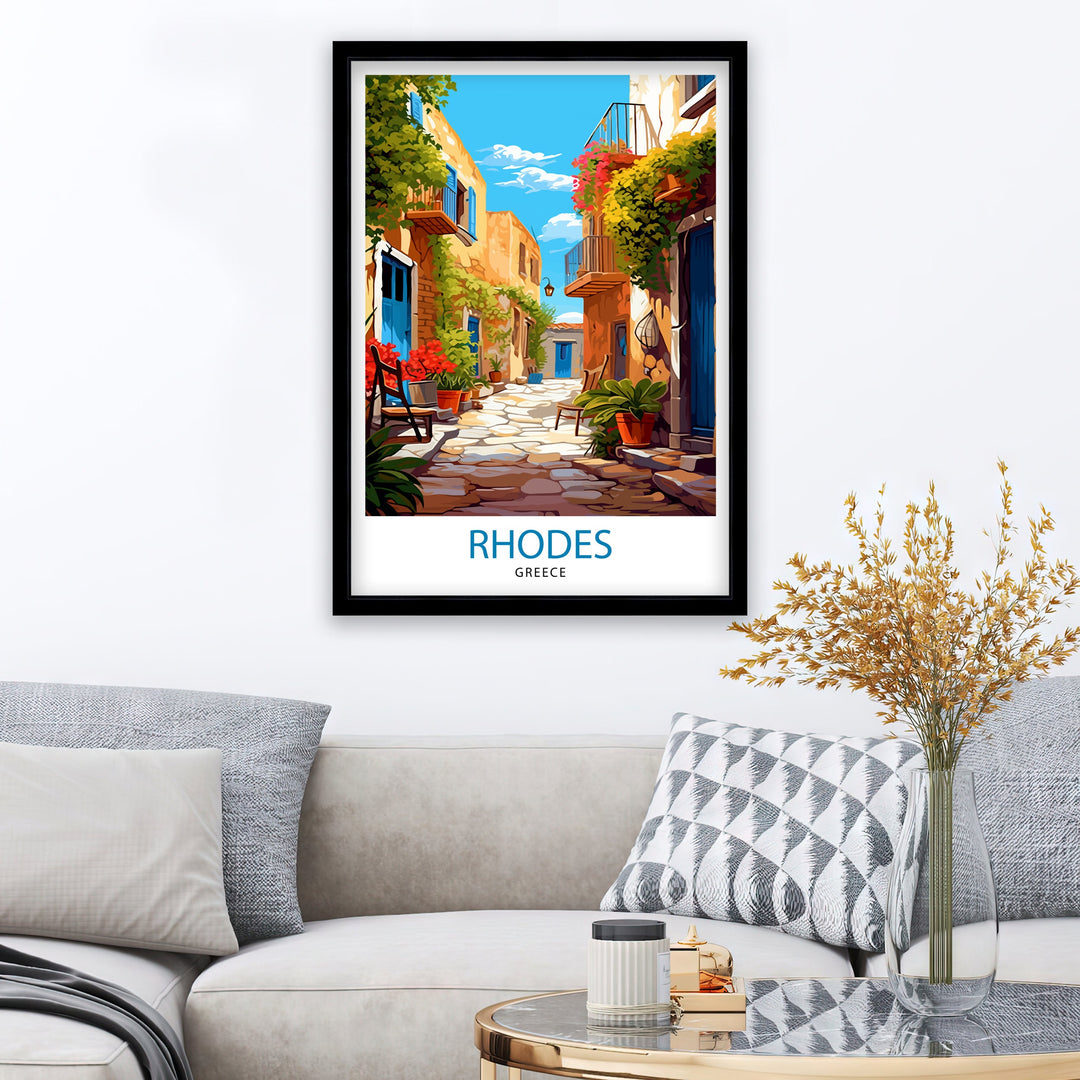 Rhodes Greece Travel Poster Rhodes Island