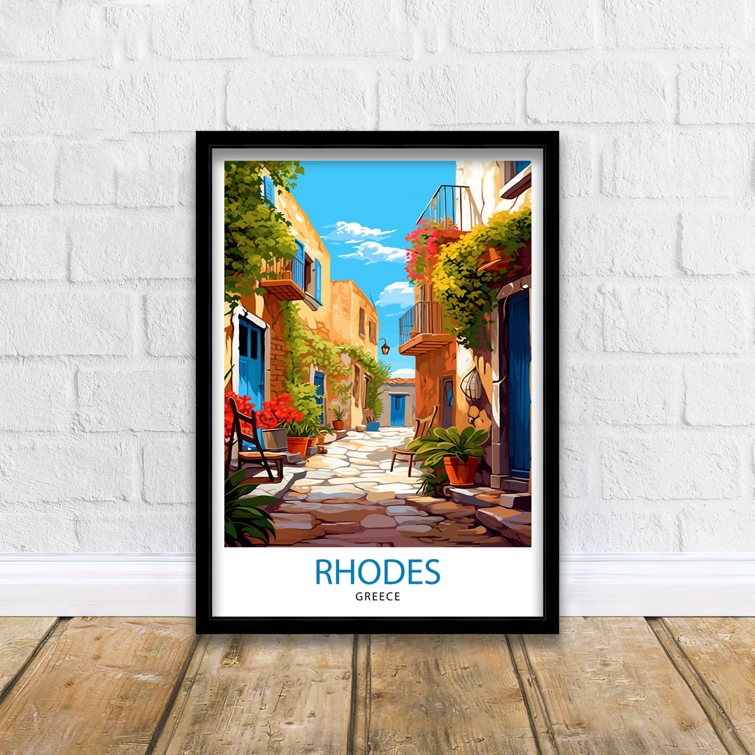 Rhodes Greece Travel Poster Rhodes Island