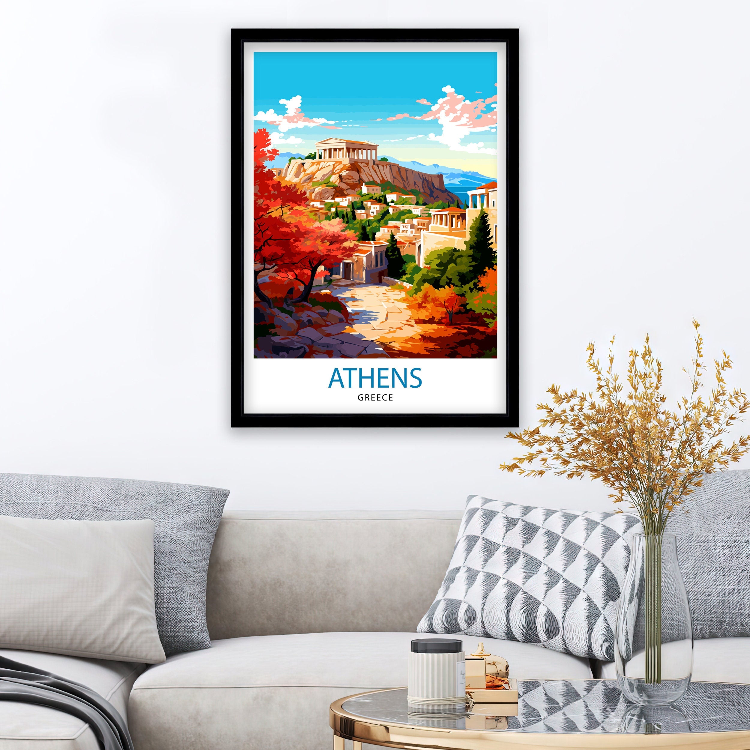 Athens Greece Travel Print Athens Wall Decor Athens Poster Greece Travel Prints Athens Art Print Athens Illustration Athens Wall Art Greece