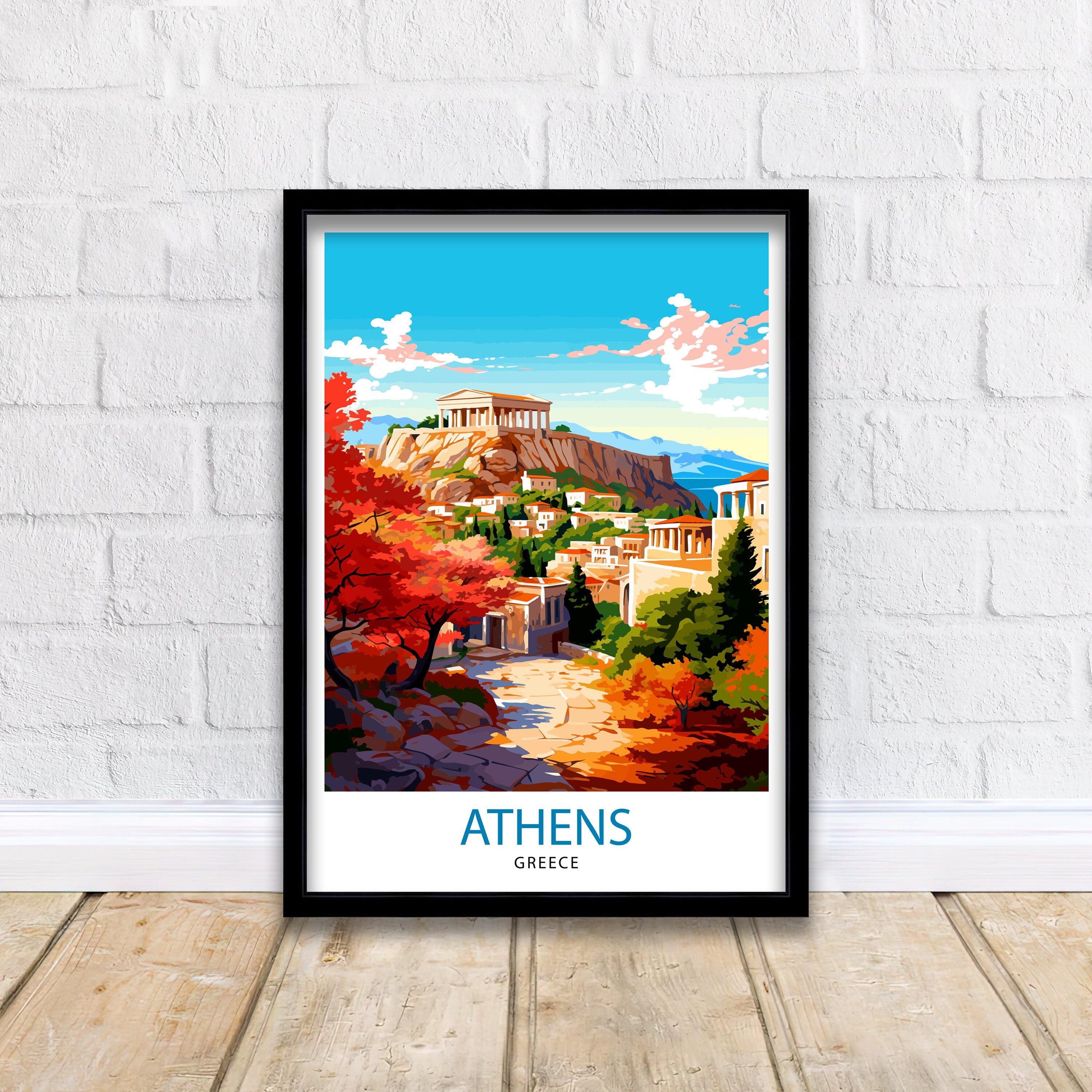 Athens Greece Travel Print Athens Wall Decor Athens Poster Greece Travel Prints Athens Art Print Athens Illustration Athens Wall Art Greece