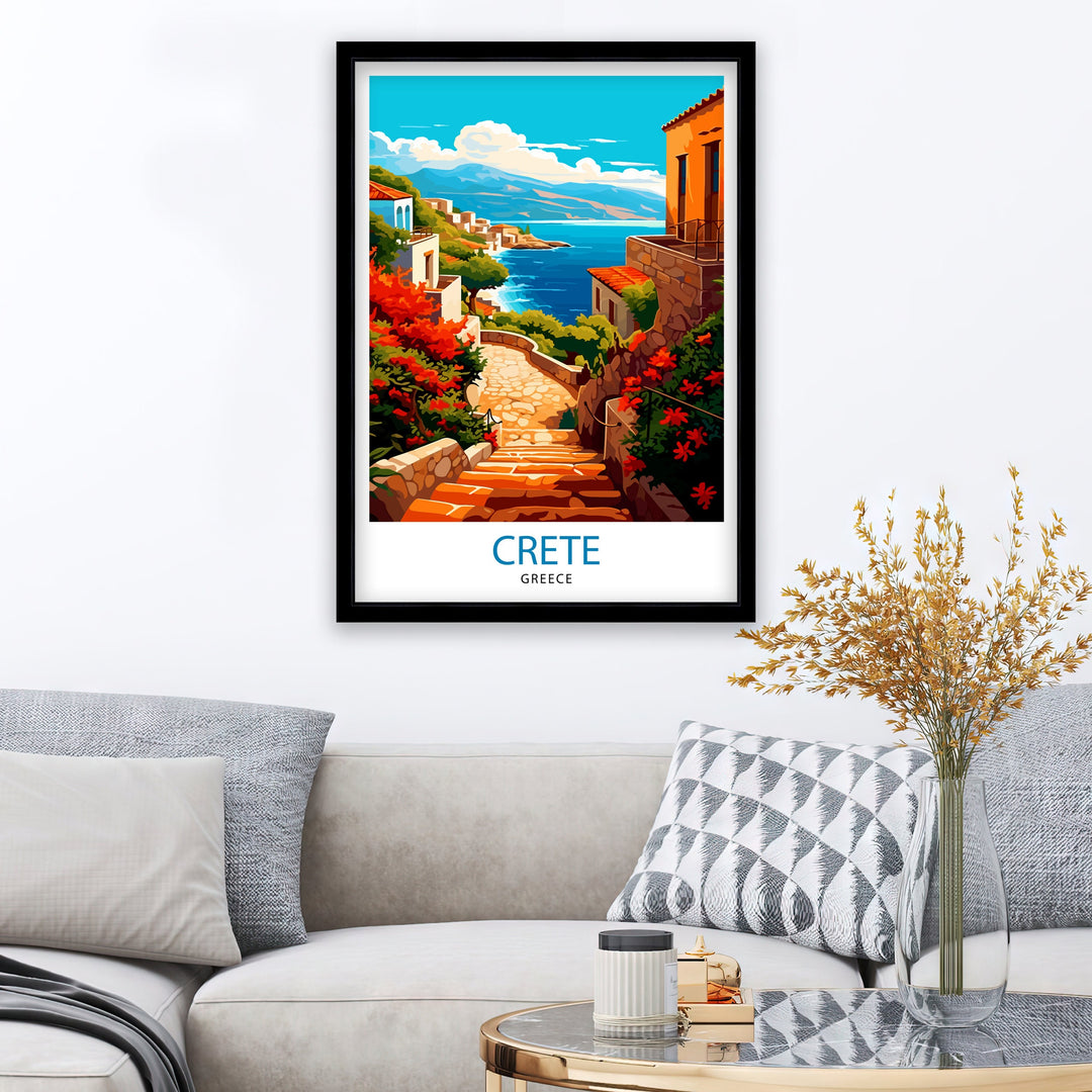 Crete Greece Travel Print Crete Wall Decor Crete Poster Greece Travel Prints Crete Art Print Crete Illustration Crete Wall Art Greece Print