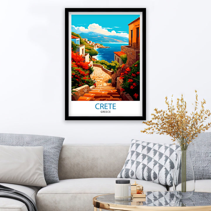 Crete Greece Travel Print Crete Wall Decor Crete Poster Greece Travel Prints Crete Art Print Crete Illustration Crete Wall Art Greece Print