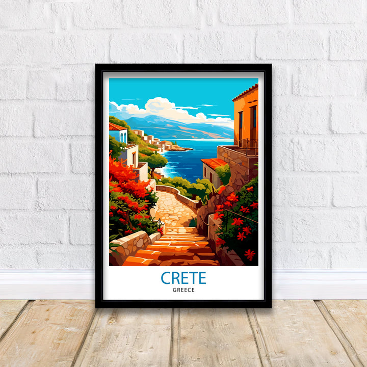 Crete Greece Travel Print Crete Wall Decor Crete Poster Greece Travel Prints Crete Art Print Crete Illustration Crete Wall Art Greece Print