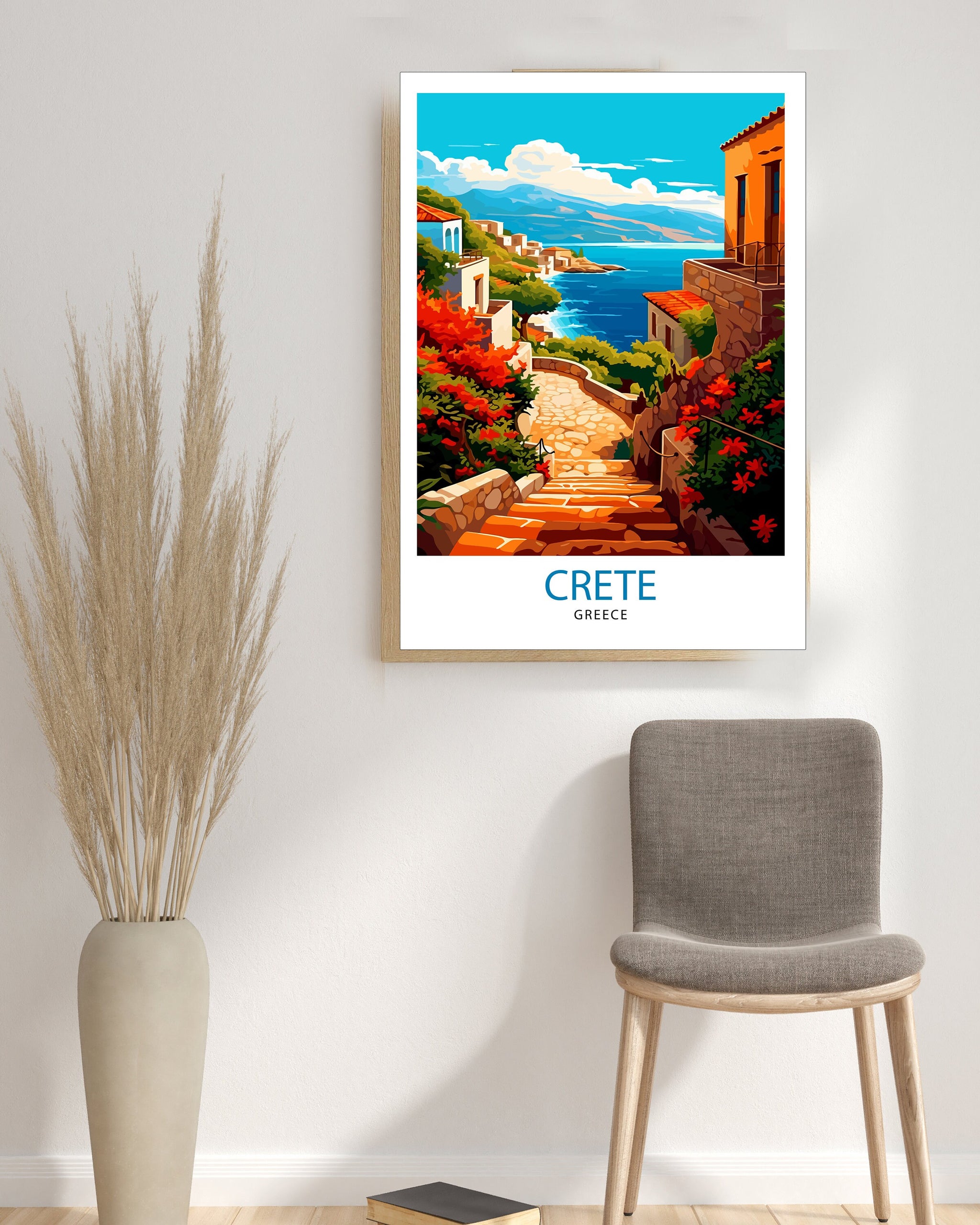 Crete Greece Travel Print Crete Wall Decor Crete Poster Greece Travel Prints Crete Art Print Crete Illustration Crete Wall Art Greece Print