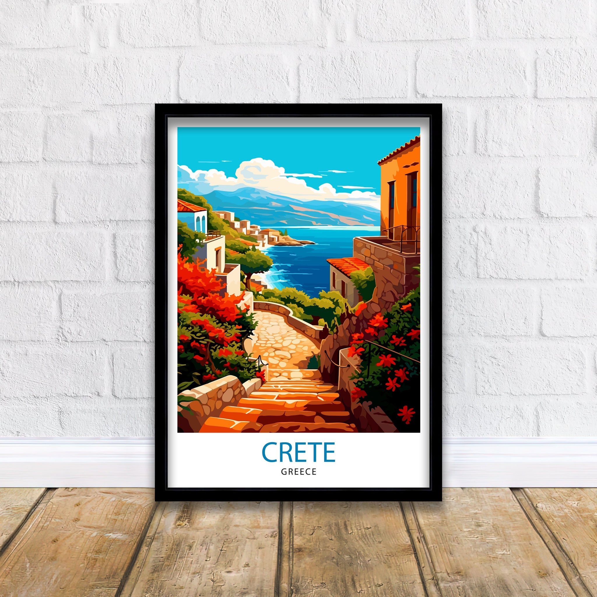 Crete Greece Travel Print Crete Wall Decor Crete Poster Greece Travel Prints Crete Art Print Crete Illustration Crete Wall Art Greece Print