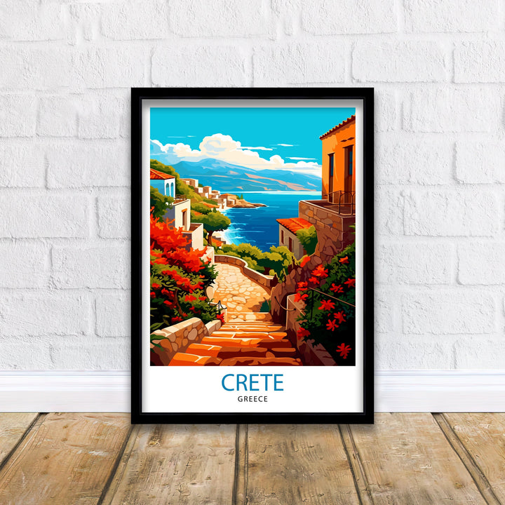 Crete Greece Travel Print Crete Wall Decor Crete Poster Greece Travel Prints Crete Art Print Crete Illustration Crete Wall Art Greece Print