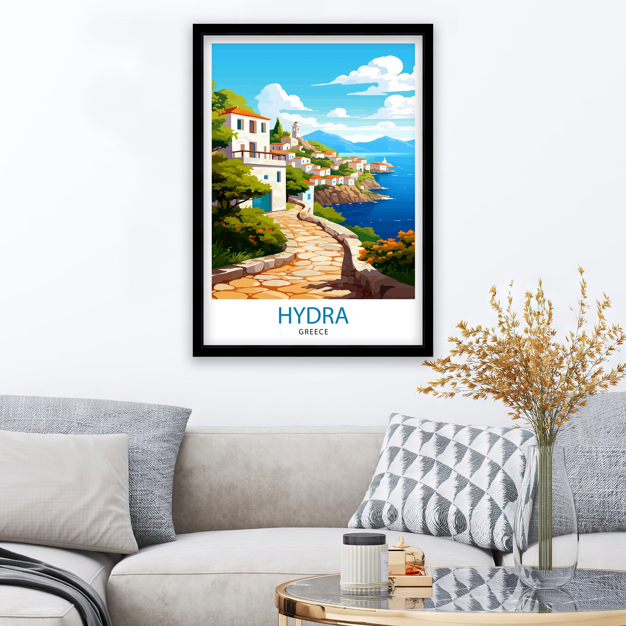 Hydra Greece Travel Print Hydra Island Wall Decor Hydra Greece Poster Greek Island Travel Prints Hydra Art Print Hydra Island Illustration