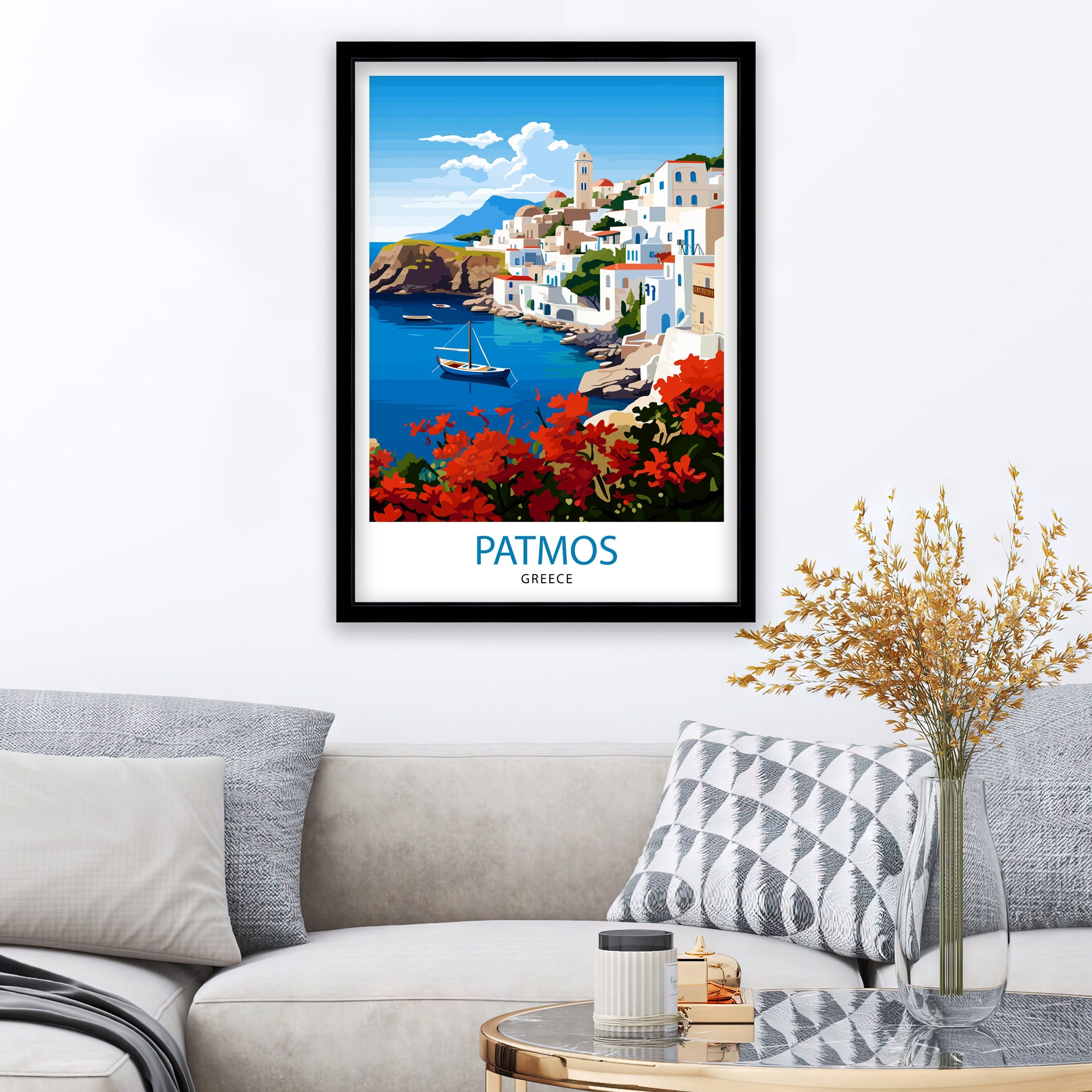 Patmos Greece Art Print | Aegean Island Travel Poster