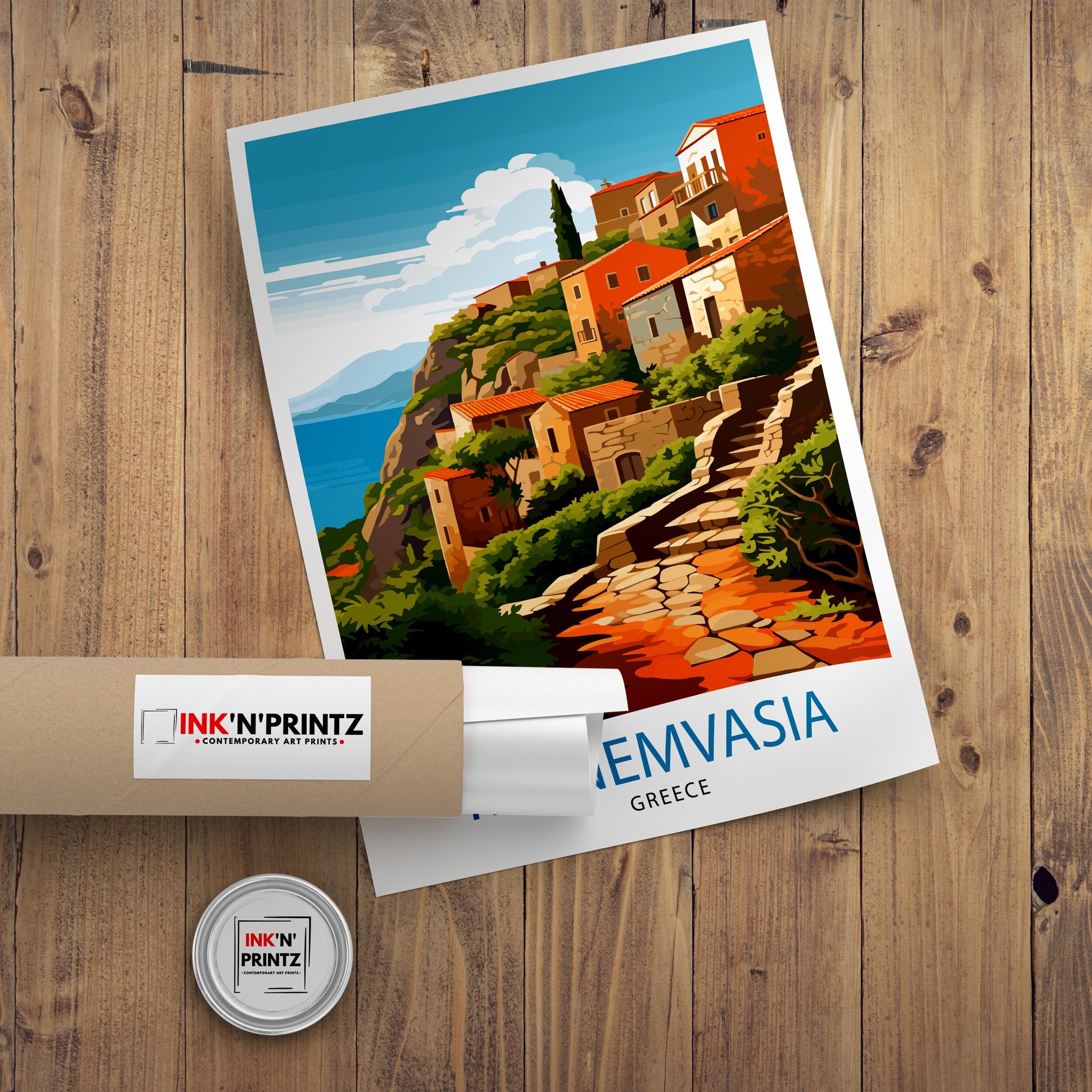 Monemvasia Greece Travel Print Monemvasia Wall Decor Monemvasia Poster Greek Travel Prints Monemvasia Art Print Monemvasia Illustration