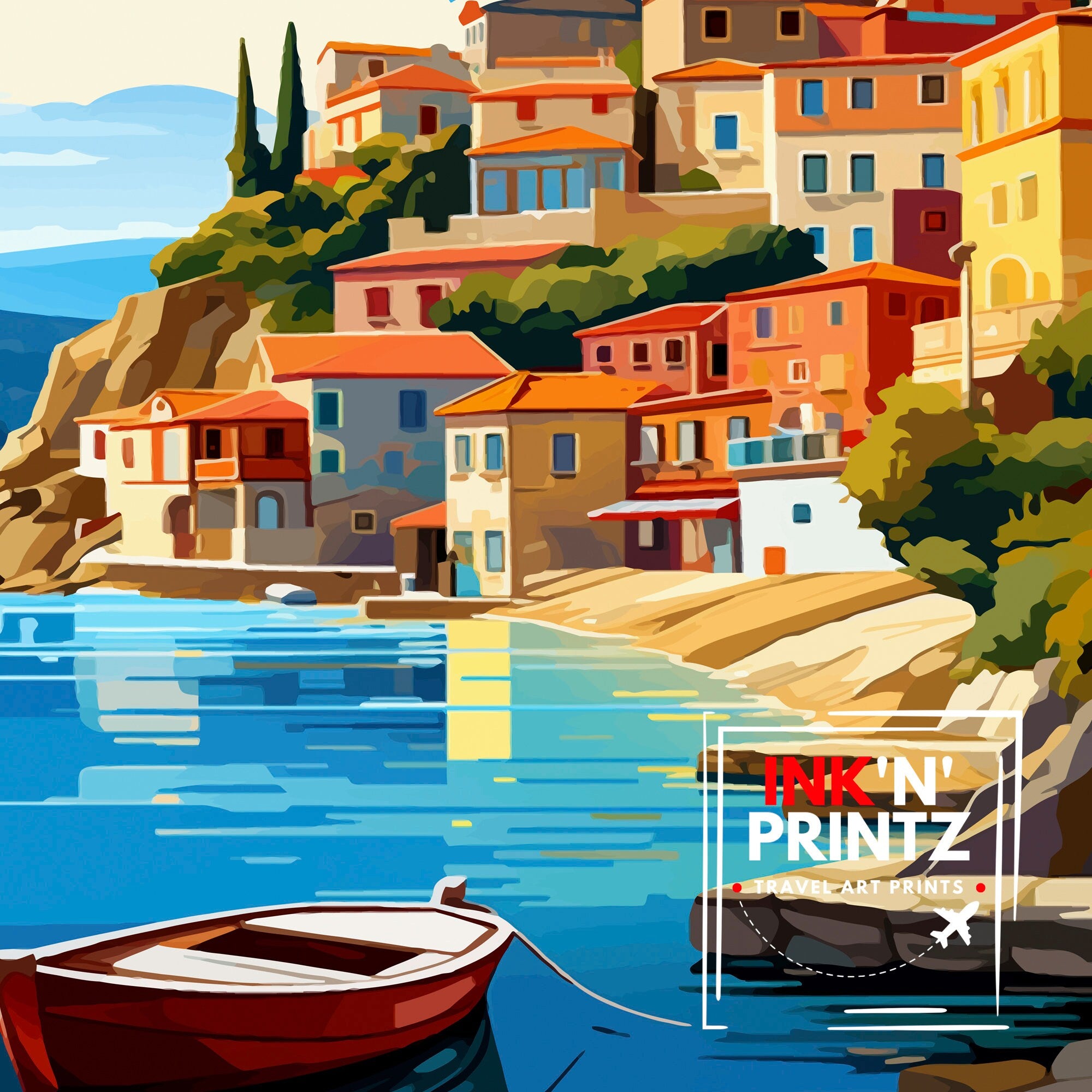 Parga Greece Travel Print Parga Wall Decor Parga Poster Greece Travel Prints Parga Art Print Parga Illustration Parga Wall Art Greece Print