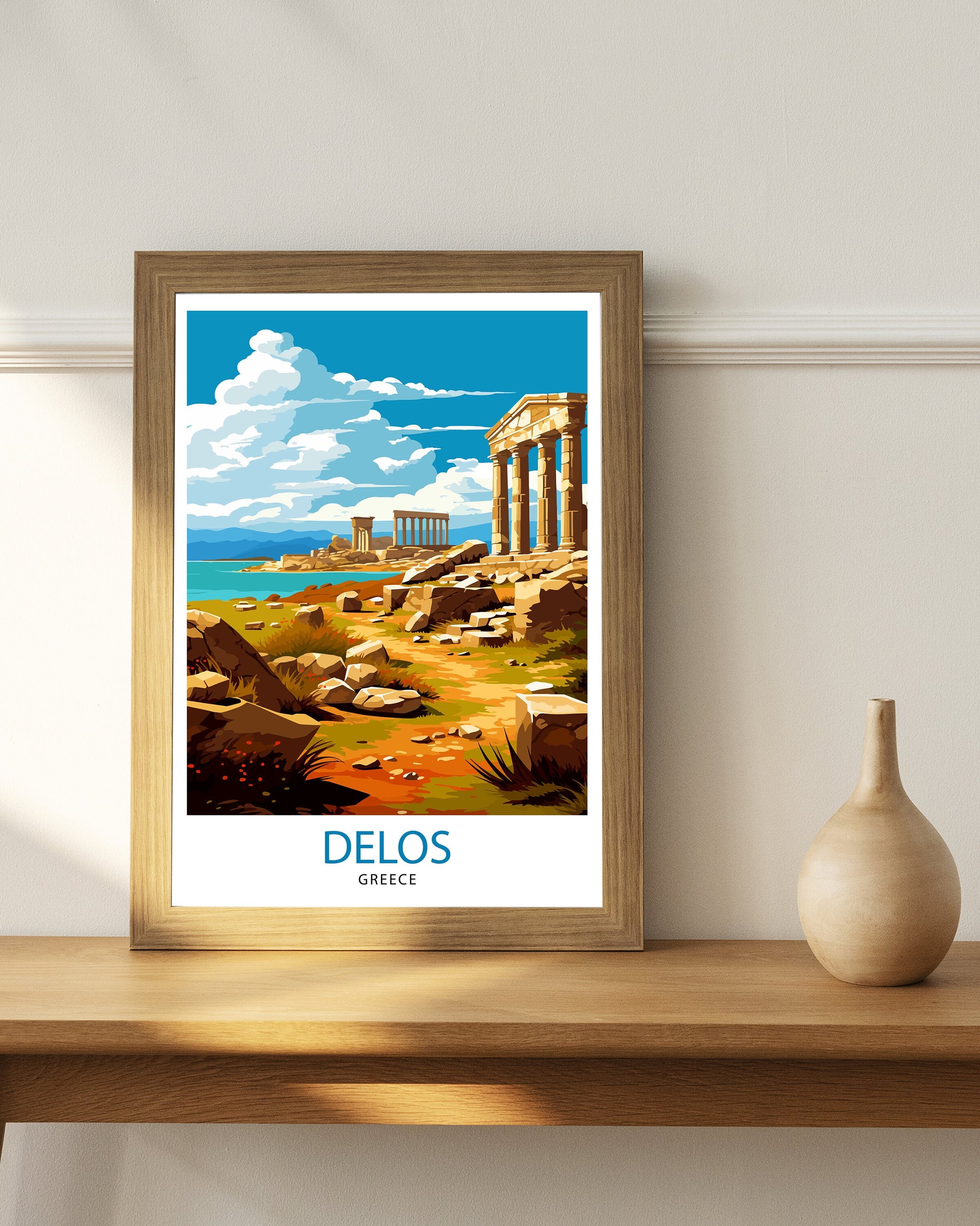 Delos Greece Travel Print Delos Island Wall Decor Delos Poster Greek Island Travel Prints Delos Art Print Delos Illustration Delos Wall Art