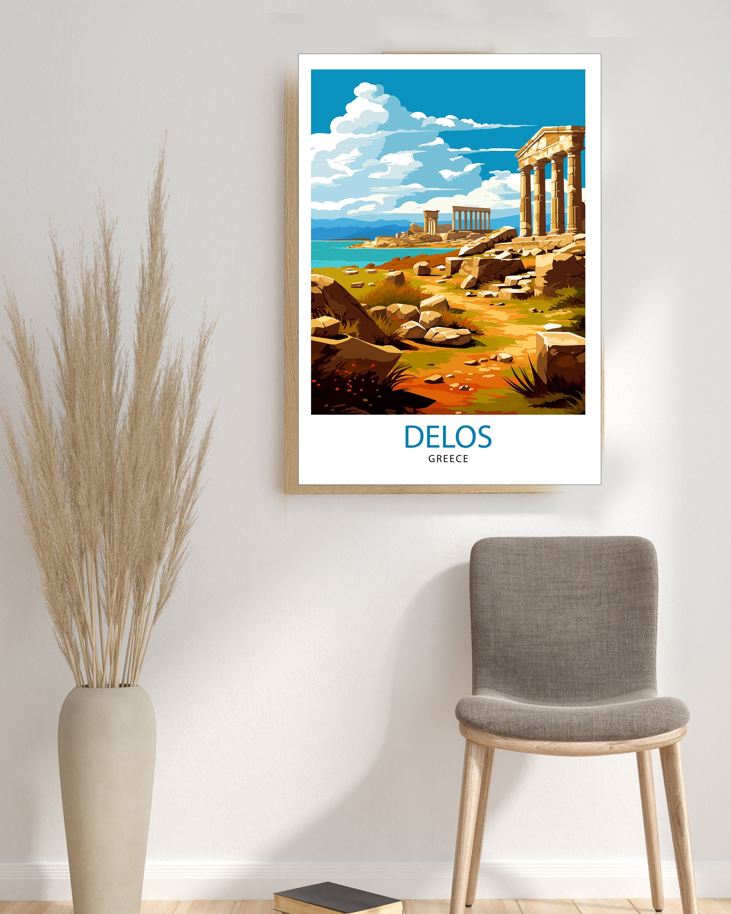 Delos Greece Travel Print Delos Island Wall Decor Delos Poster Greek Island Travel Prints Delos Art Print Delos Illustration Delos Wall Art