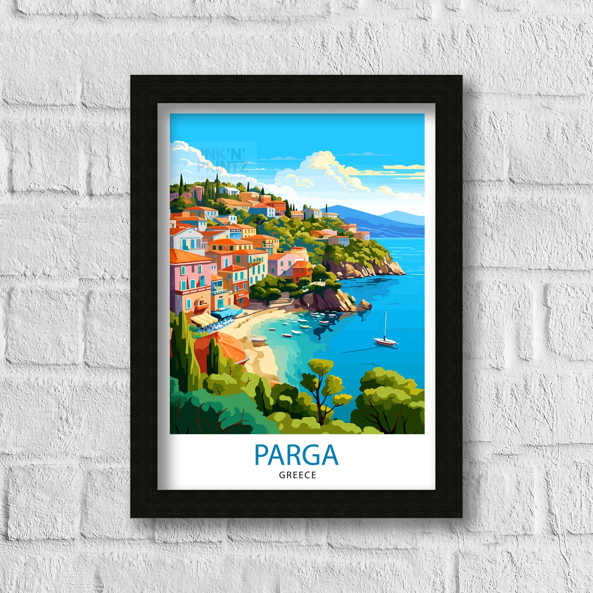 Parga Greece Travel Print Parga Wall Decor Parga Poster Greece Travel Prints Parga Art Print Parga Illustration Parga Wall Art