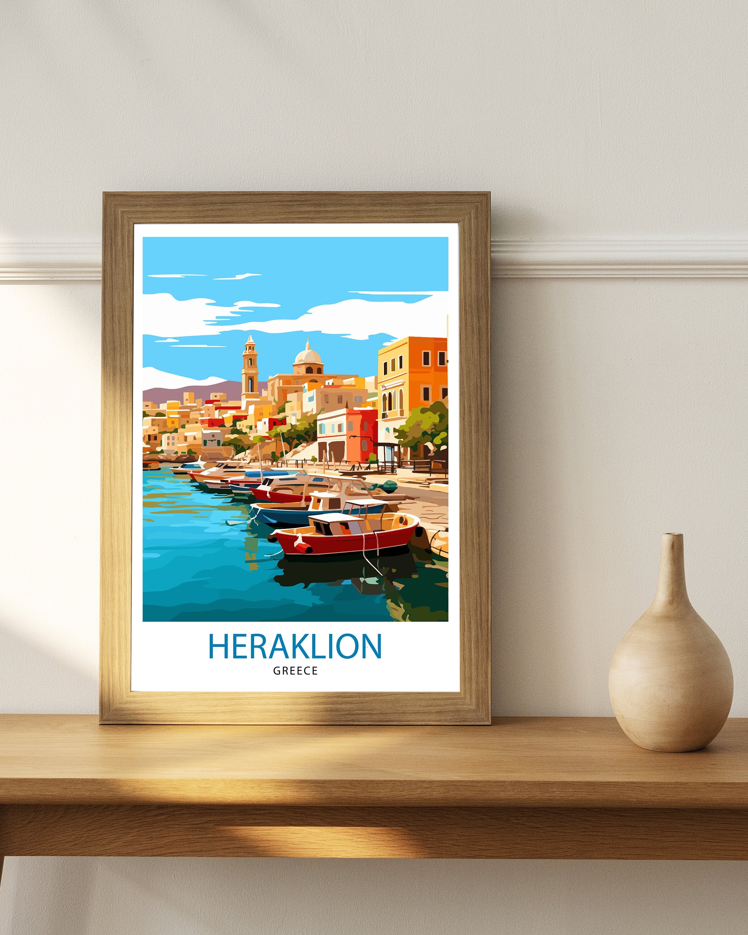Heraklion Greece Travel Print Heraklion Wall Decor Heraklion Poster Greece Travel Prints Heraklion Art Print Heraklion Illustration
