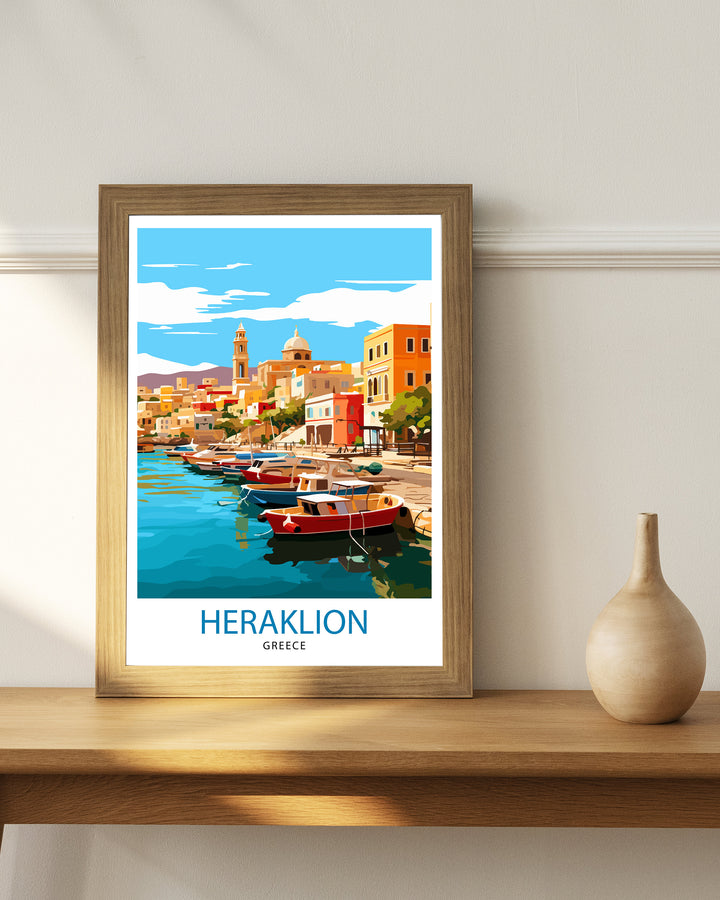 Heraklion Greece Travel Print Heraklion Wall Decor Heraklion Poster Greece Travel Prints Heraklion Art Print Heraklion Illustration