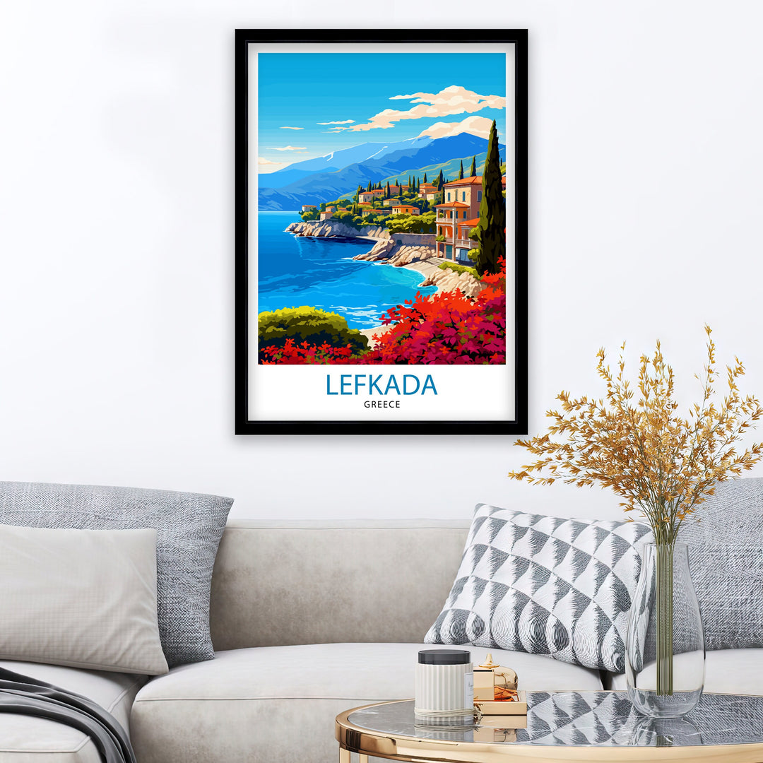 Lefkada Greece Travel Print Lefkada Wall Decor Lefkada Poster Greece Travel Prints Lefkada Art Print Lefkada Illustration Lefkada Wall Art