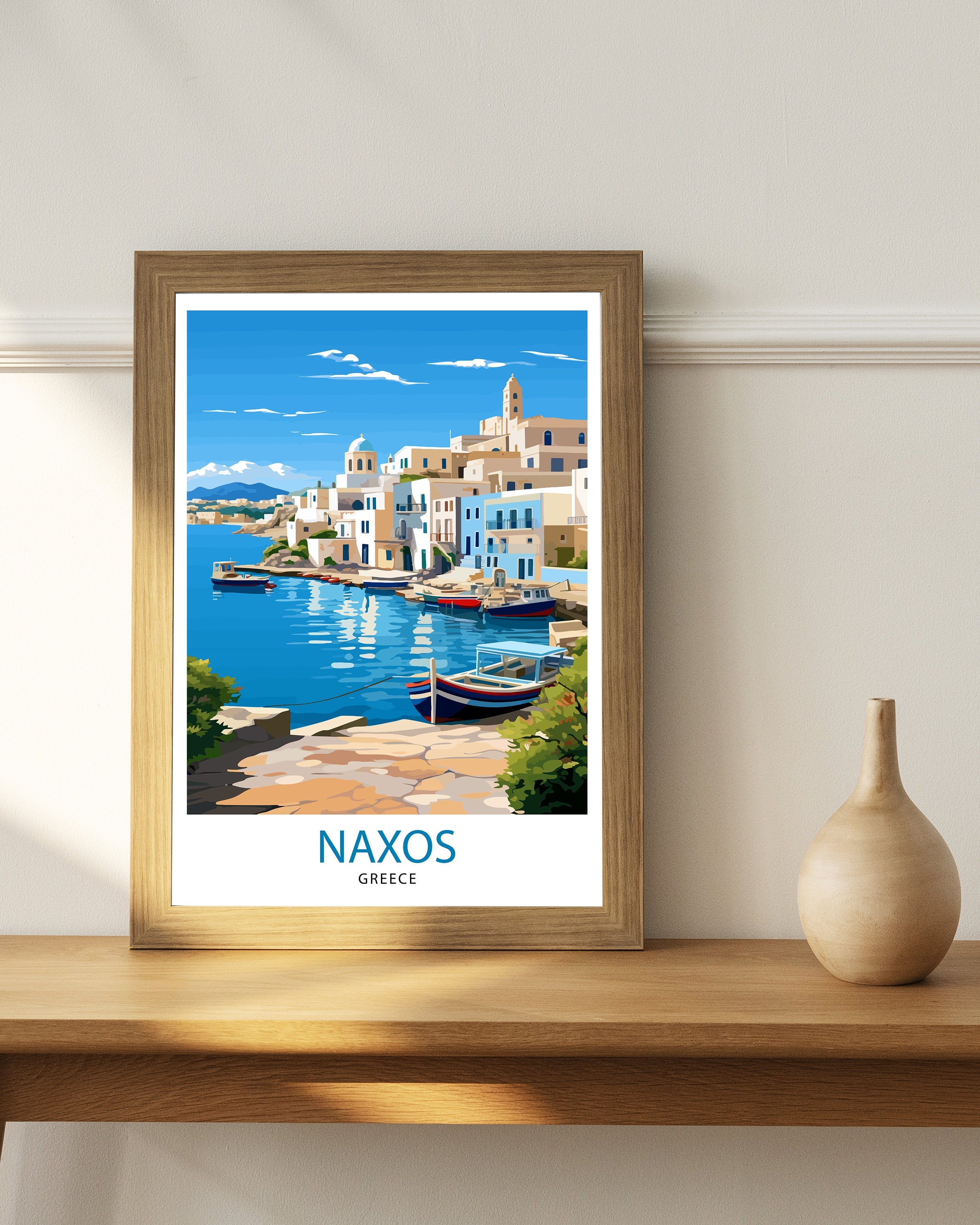 Naxos Greece Travel Poster, Aegean Island Art Print