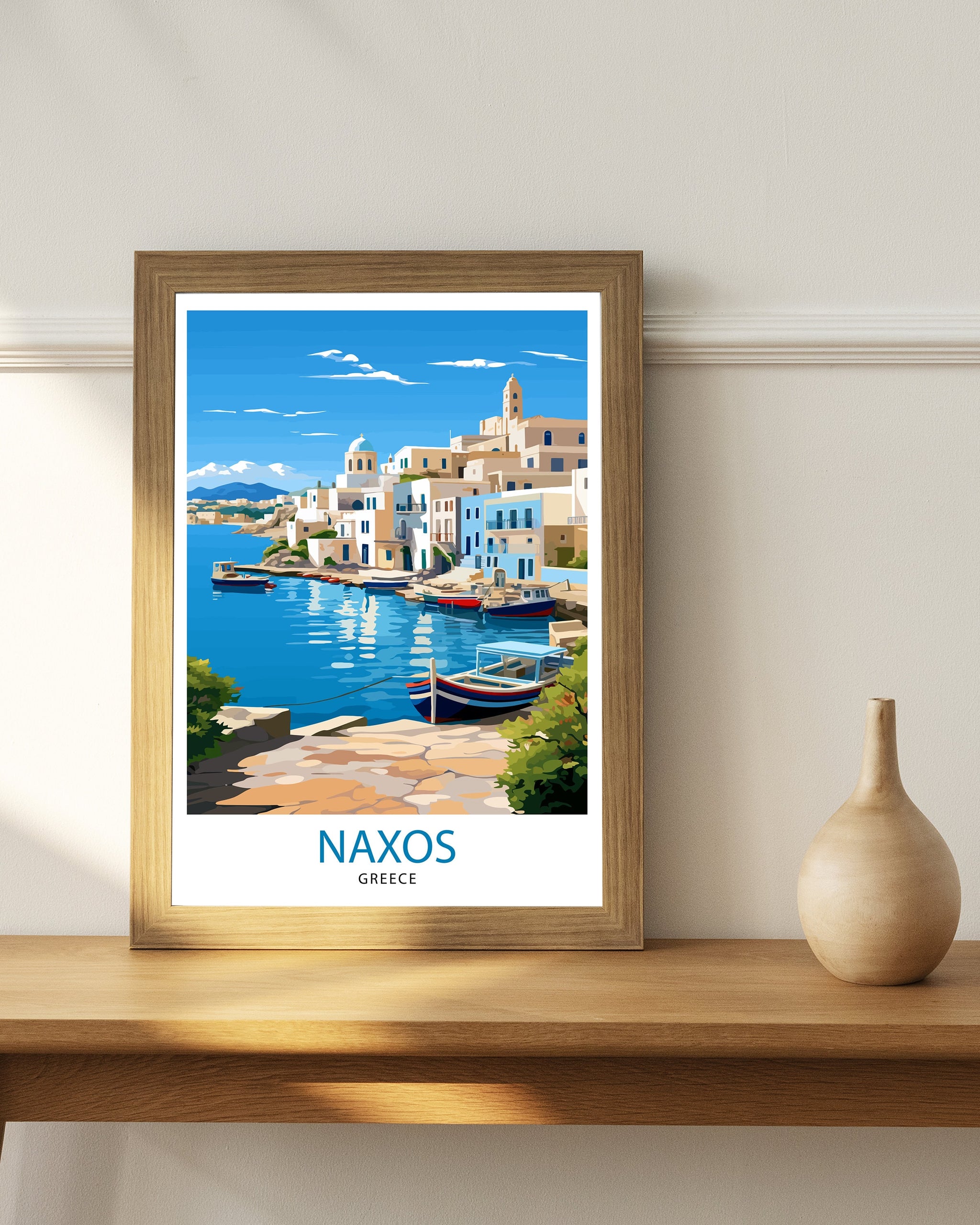 Naxos Greece Travel Poster, Aegean Island Art Print