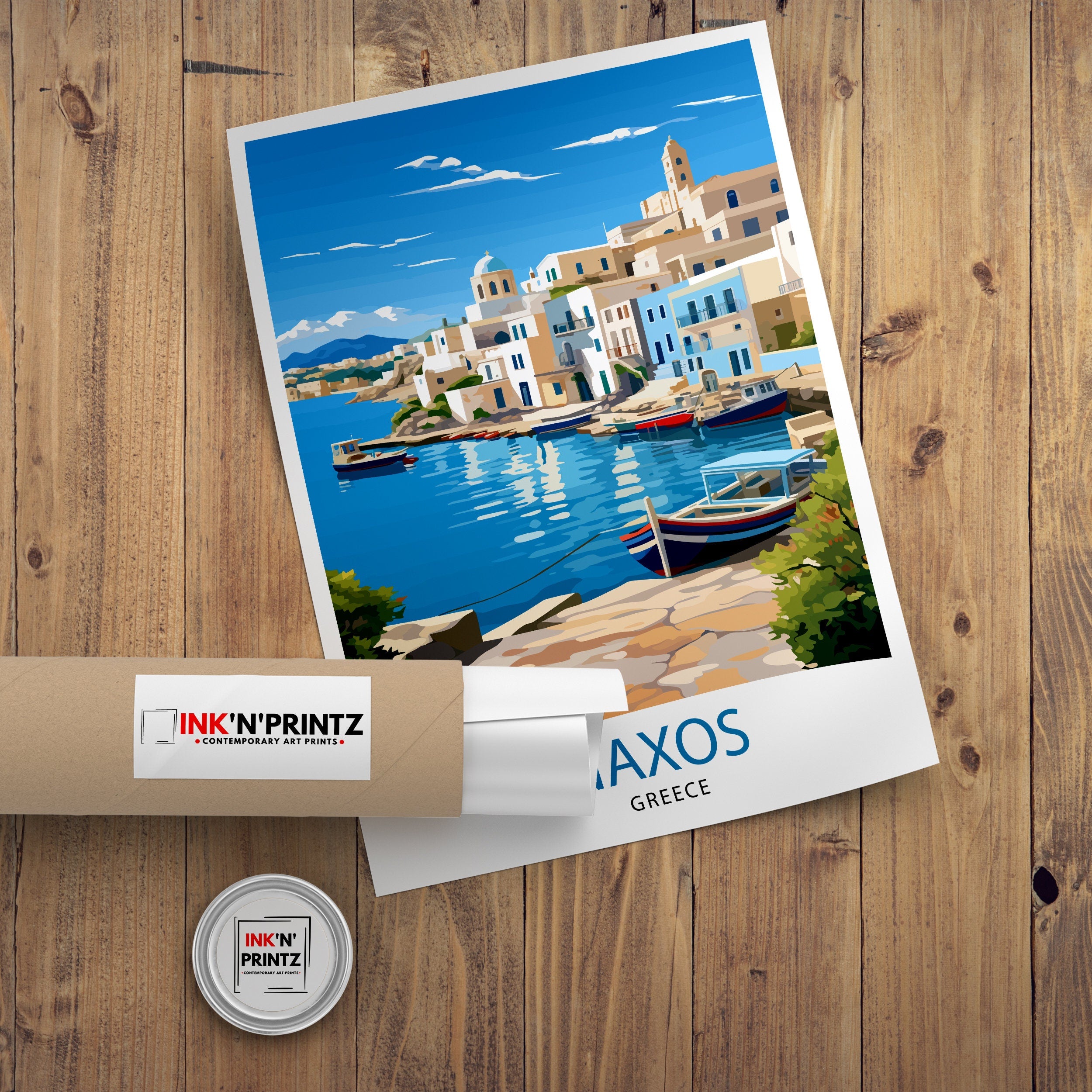 Naxos Greece Travel Poster, Aegean Island Art Print