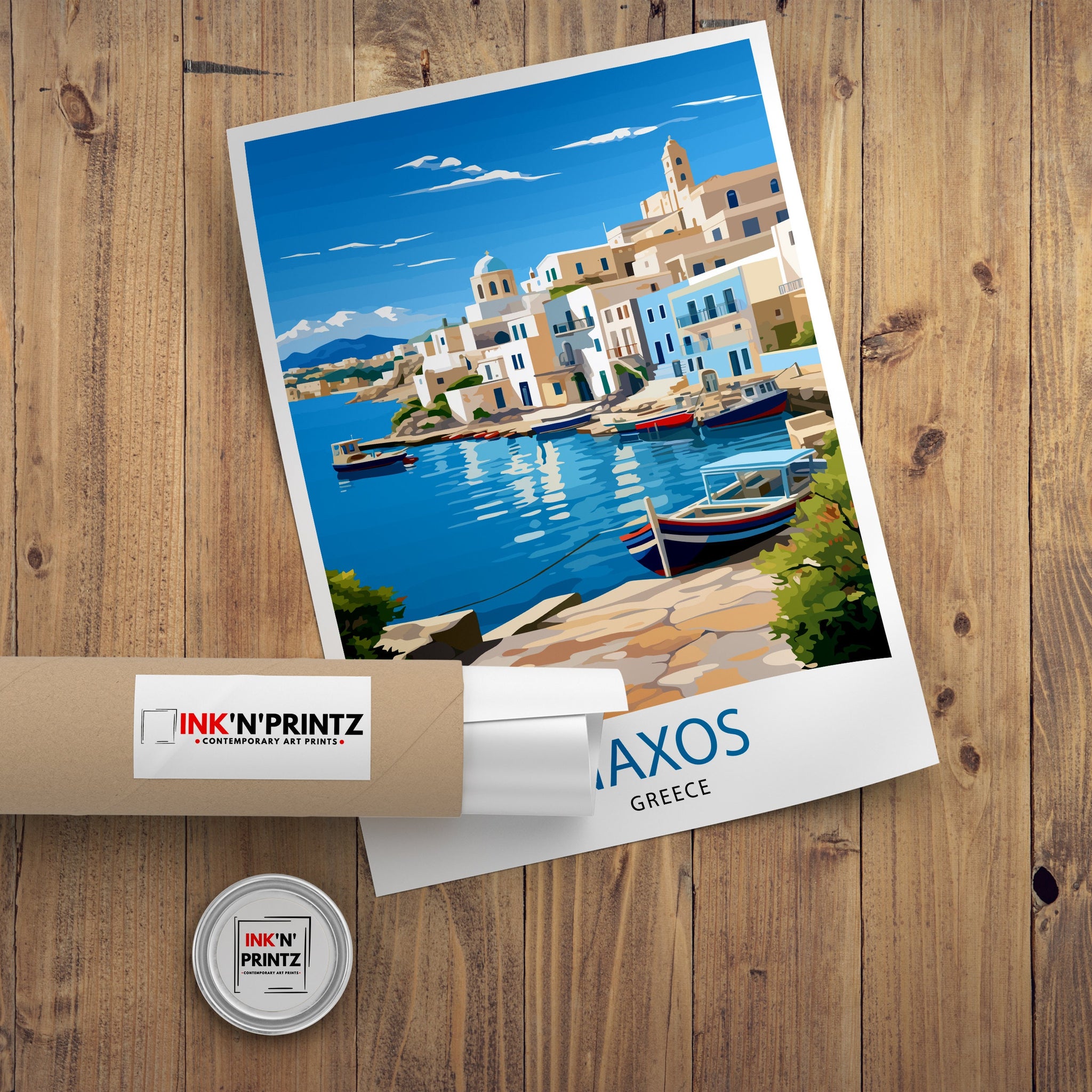 Naxos Greece Travel Poster, Aegean Island Art Print
