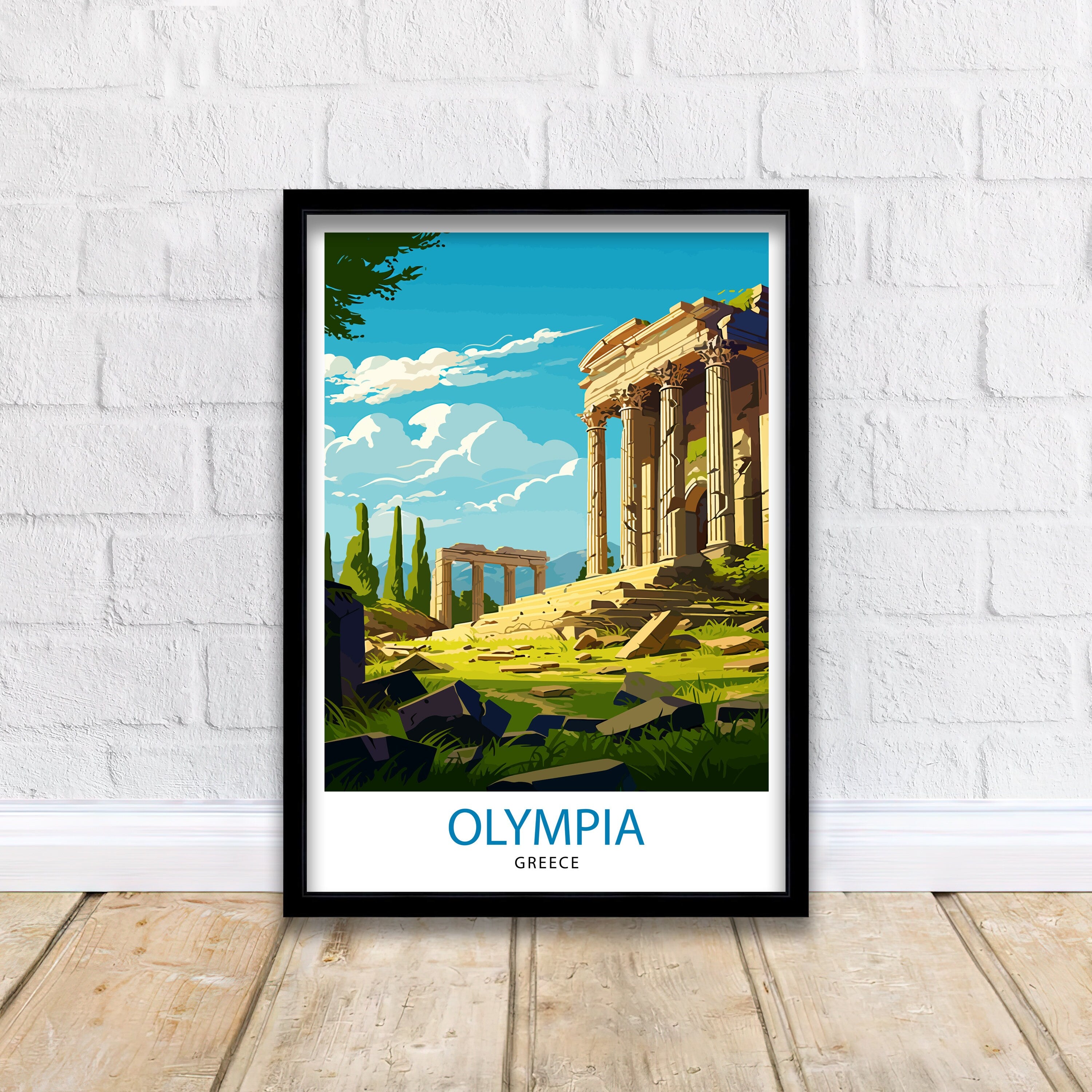 Olympia Greece Travel Print Ancient Olympia Wall Decor Greek Mythology Poster Greece Travel Prints Olympia Art Print Historical Illustration
