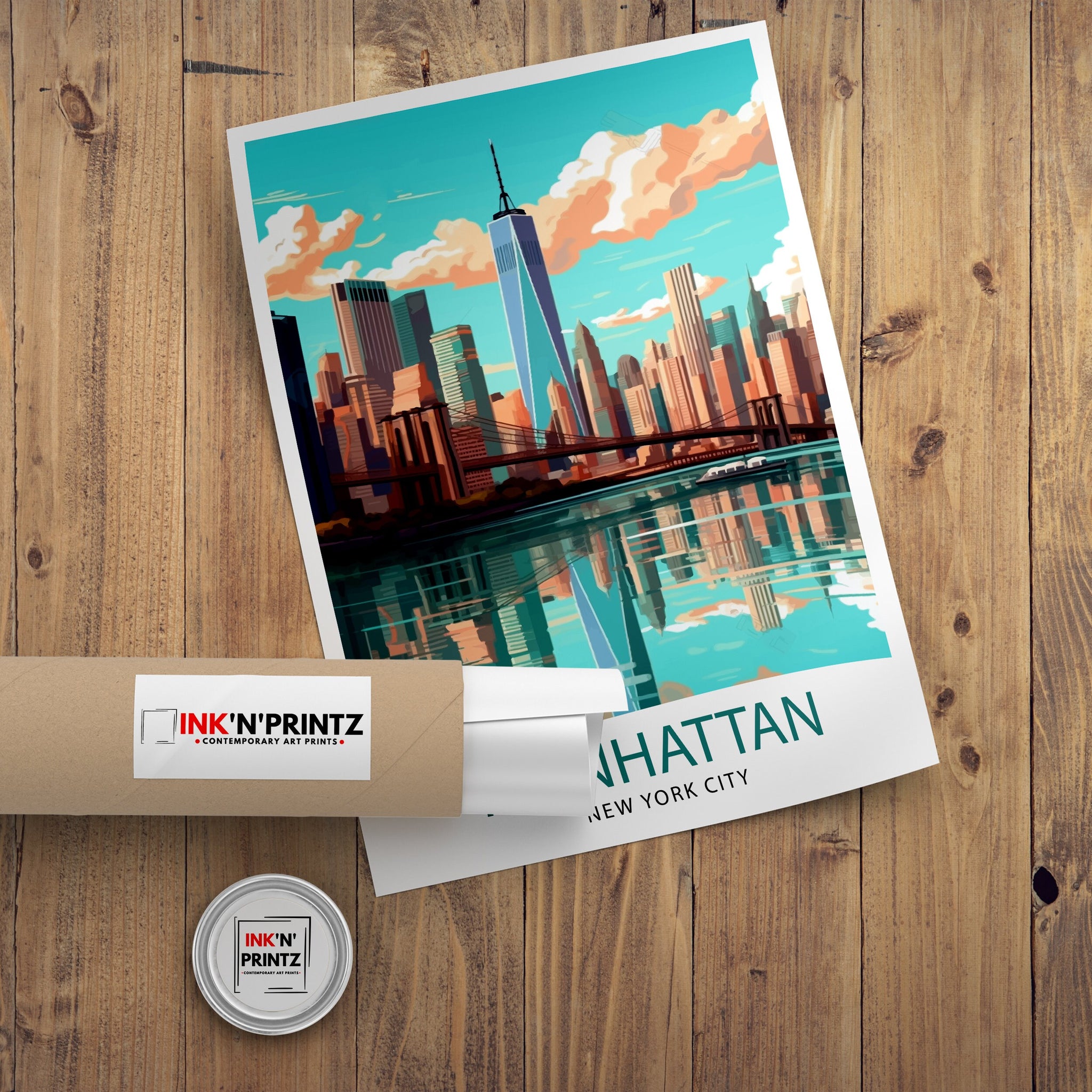 Manhattan New York City Travel Print| Manhattan Wall Decor Manhattan Poster NYC Travel Prints Manhattan Art Print Manhattan Illustration